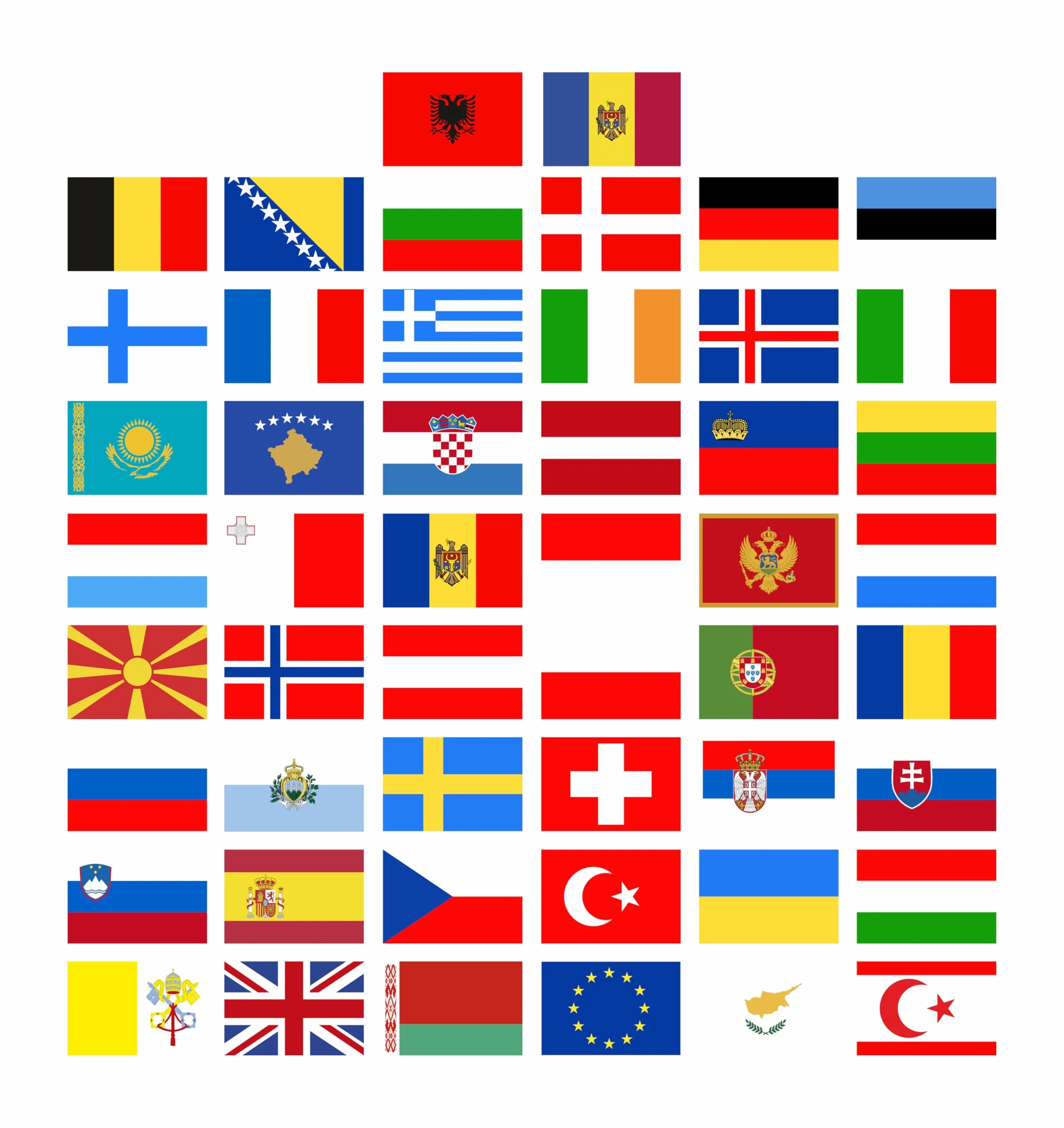 GamesMonkey® - Zestaw 50 flag narodowych – różne rozmiary – naklejki do modelarstwa, roweru, samochodu, motocykla – naklejki na flagi narodowe (Europa, S)