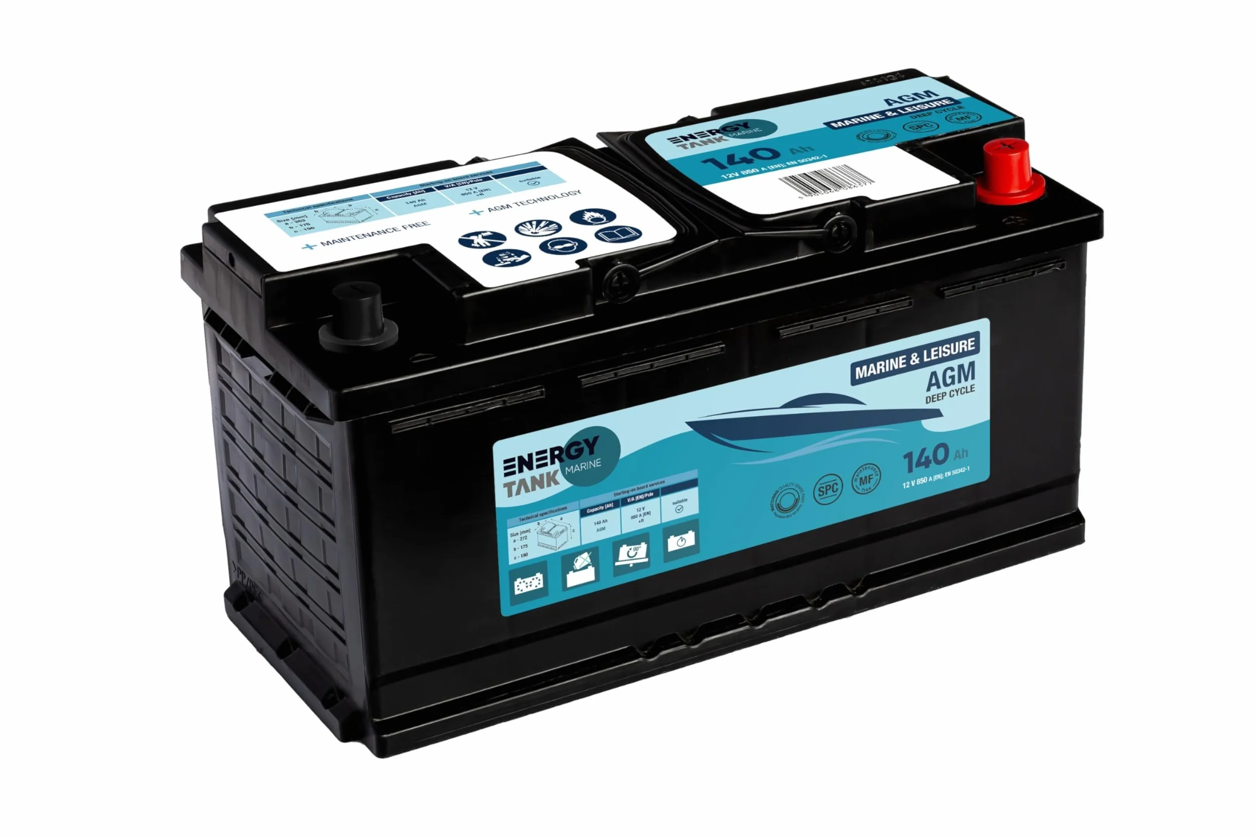 ENERGY TANK Akumulator AGM 140 Ah 12 V do łodzi morski