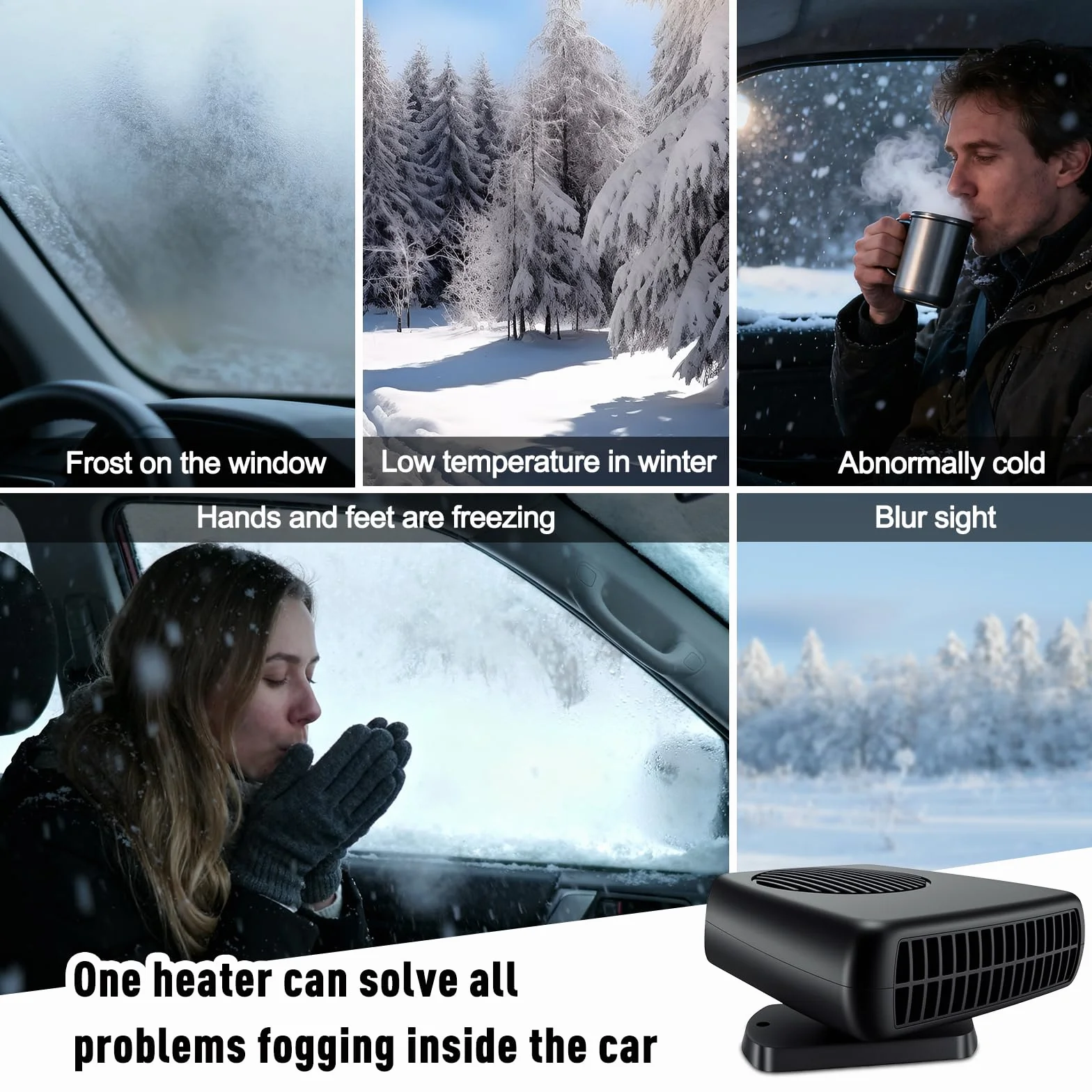 Ogrzewacz samochodowy 200 W 12 V obrotowy 360° przenośny termowentylator 2 w 1 ogrzewanie i chłodzenie