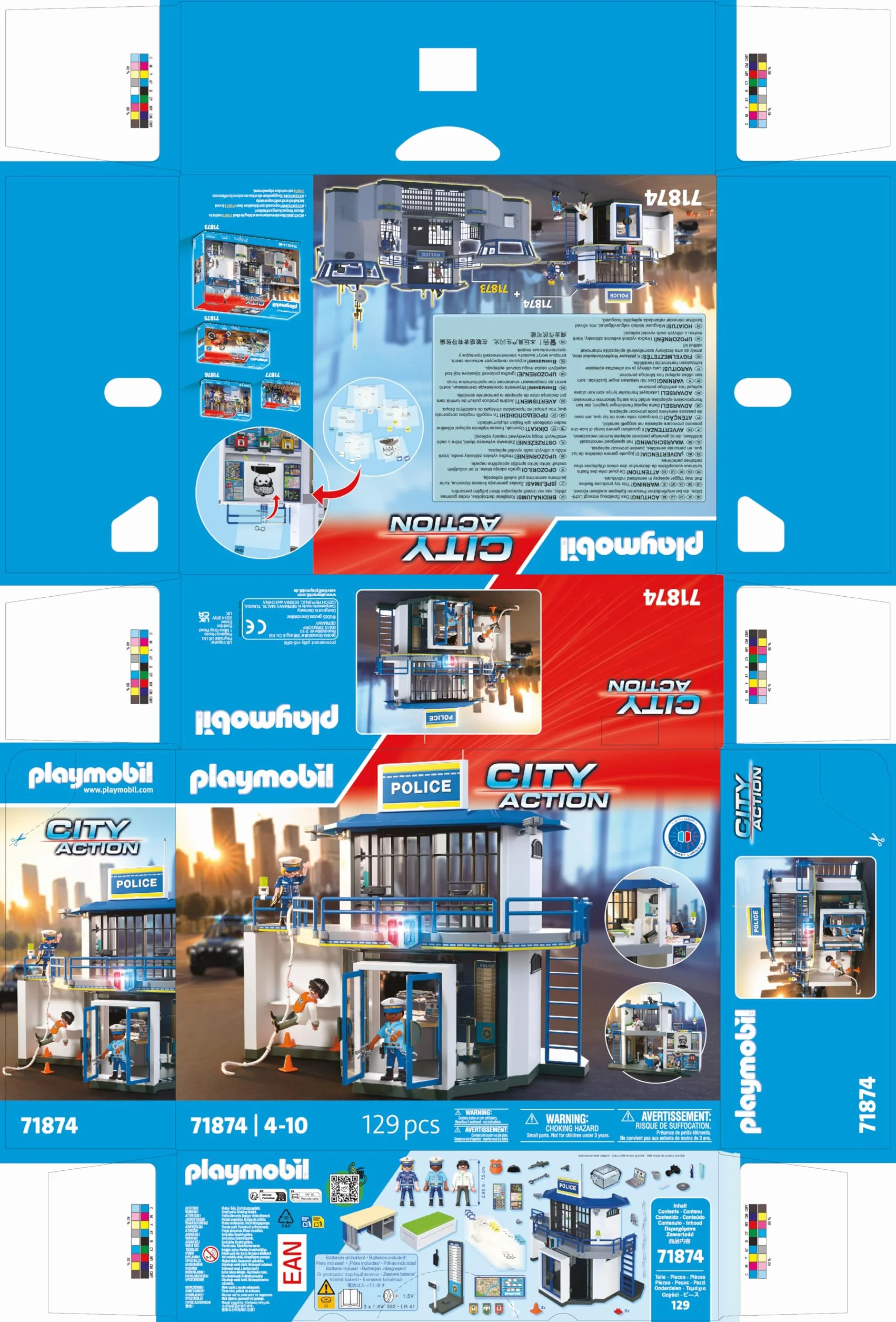PLAYMOBIL Police Station with Investigation Room Zestaw do zabawy z figurkami, posterunek policji z pokojem przesłuchań