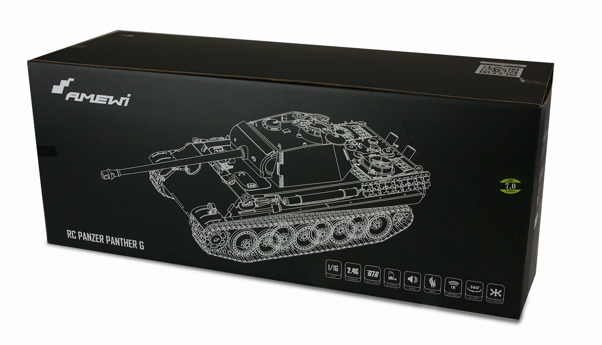 Amewi 23104 Panther G 1:16 Advanced Line IR/BB, dym i dźwięk, metalowa przekładnia, kolory maskujące