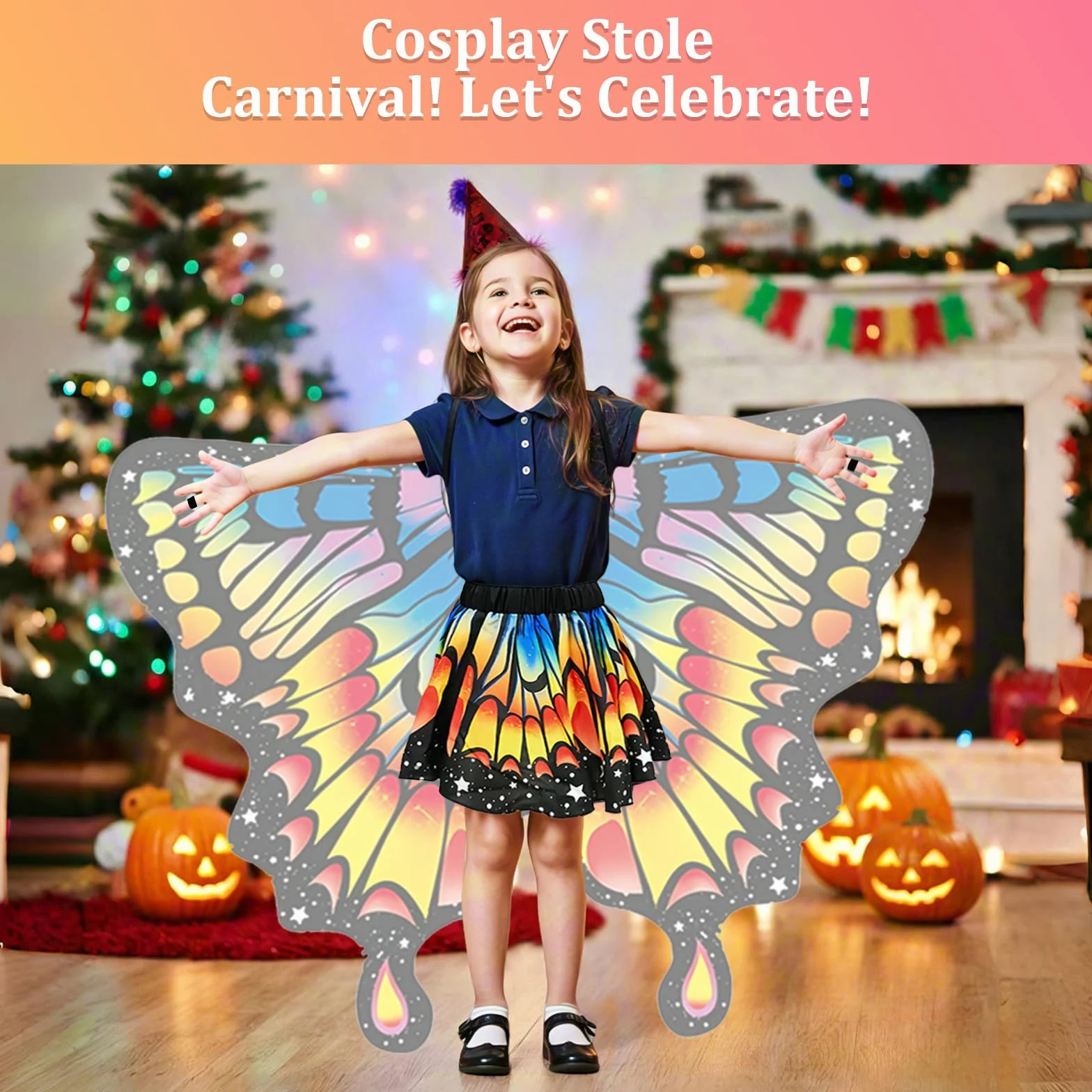 Motyl Skrzydła Przebranie Dziecka, skrzydła motyla dla dziewczynki ze skrzydłami, opaska na głowę, na karnawał, cosplay, Halloween, imprezę tematyczną