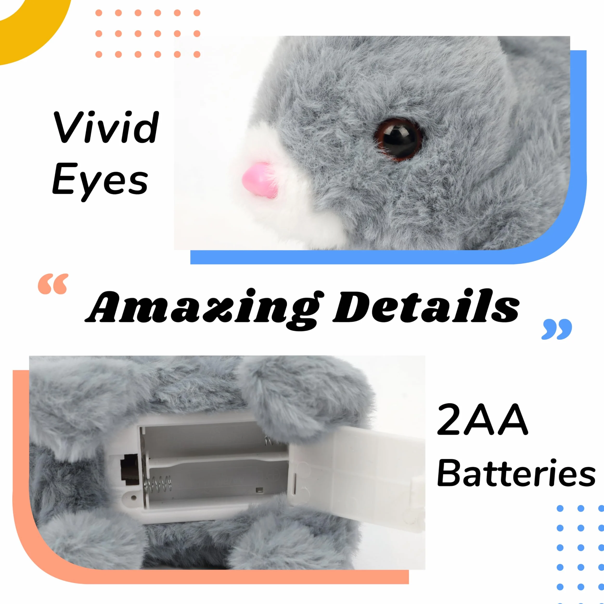 Hopearl Hopping Rabbit Interaktywna Elektroniczna Pluszowa Zabawka Królik z Dźwiękami i Ruchami Animowane Chodzenie Poruszające Się Uszy Drgający Nos Prezenty Dla Małych Dzieci Urodziny, Szary, 18 cm