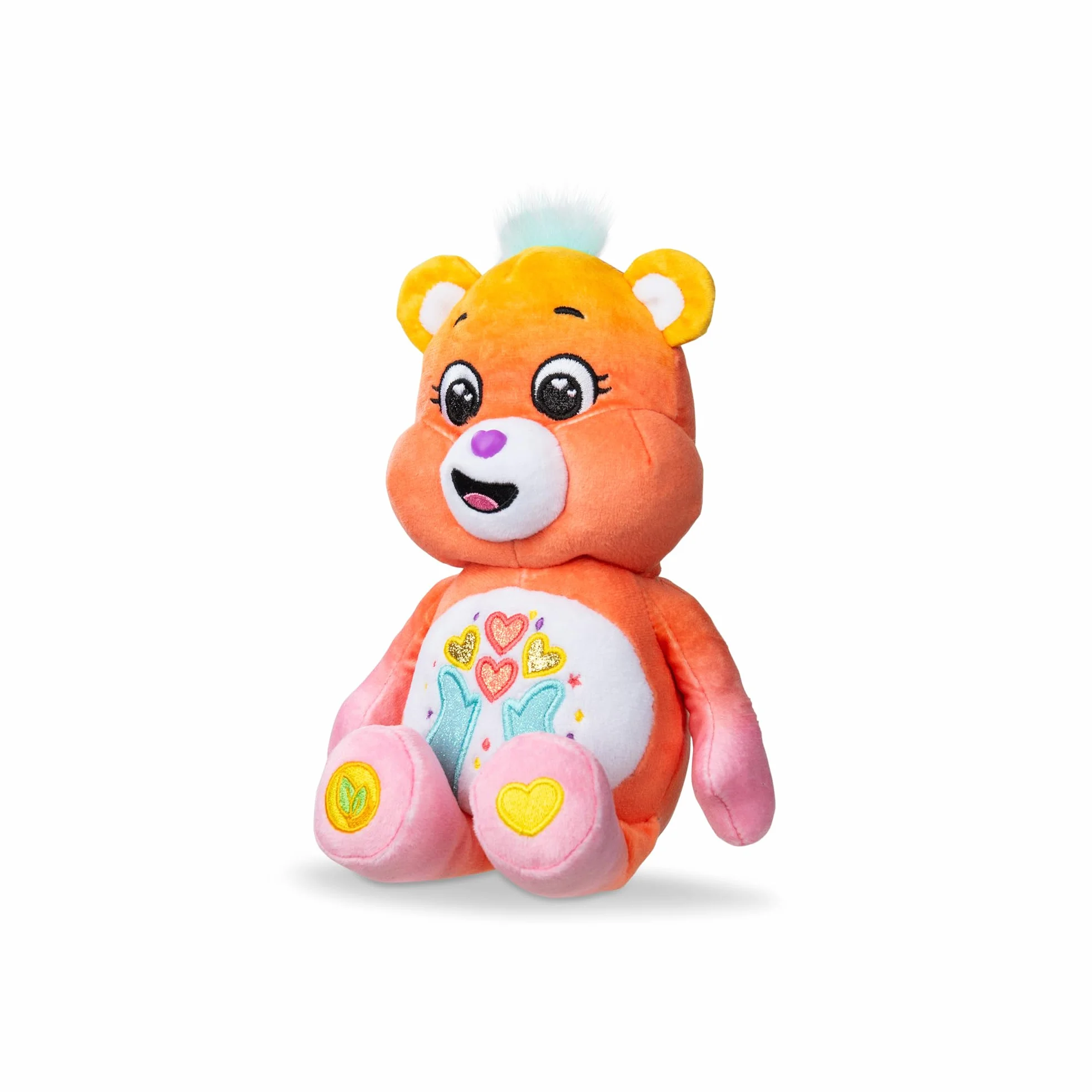Care Bears - Basic Fun Thankful Heart Bear 22 cm plusz – błyszcząca plakietka w kształcie serca – miękka przytulanka dla dzieci i kolekcjonerów od 3 lat