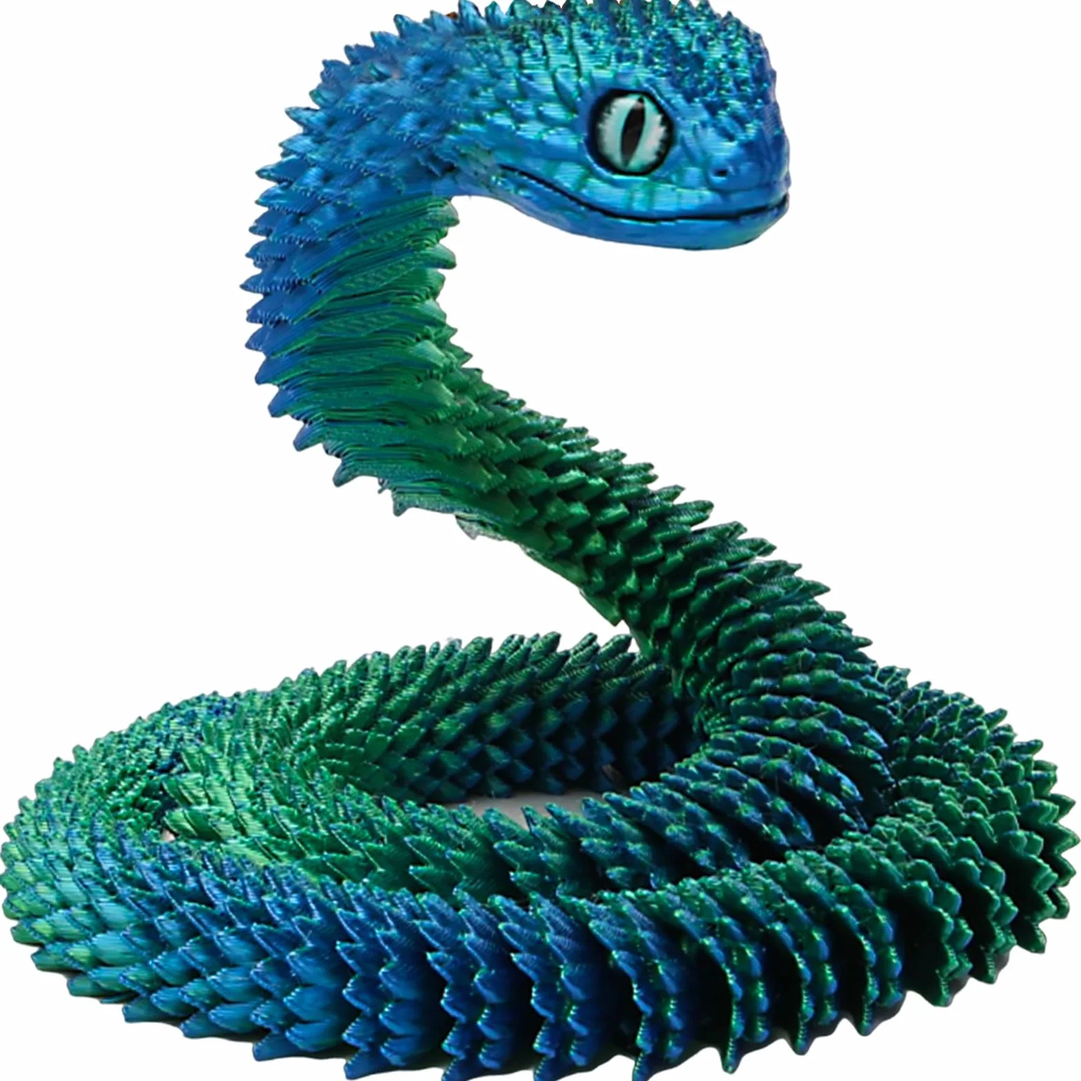 Joycabin Zabawka z nadrukiem 3D, 60 cm, elastyczny wąż Fidget Toys, model węża, zabawki z nadrukiem 3D, zabawka dla dzieci, na biurko, do mieszkania (niebiesko-zielony)
