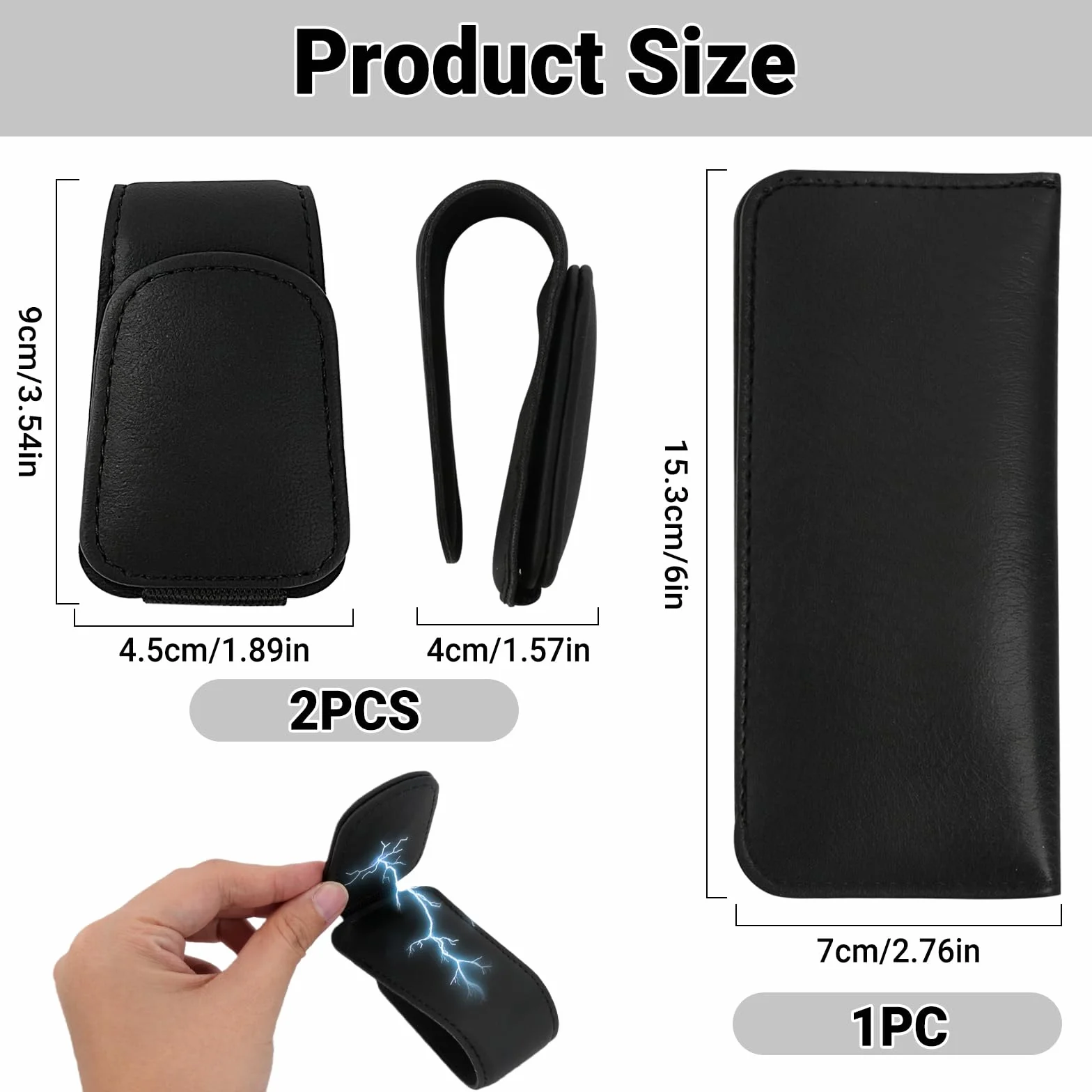 Skórzane uchwyty na okulary samochodowe magnetyczne z etui