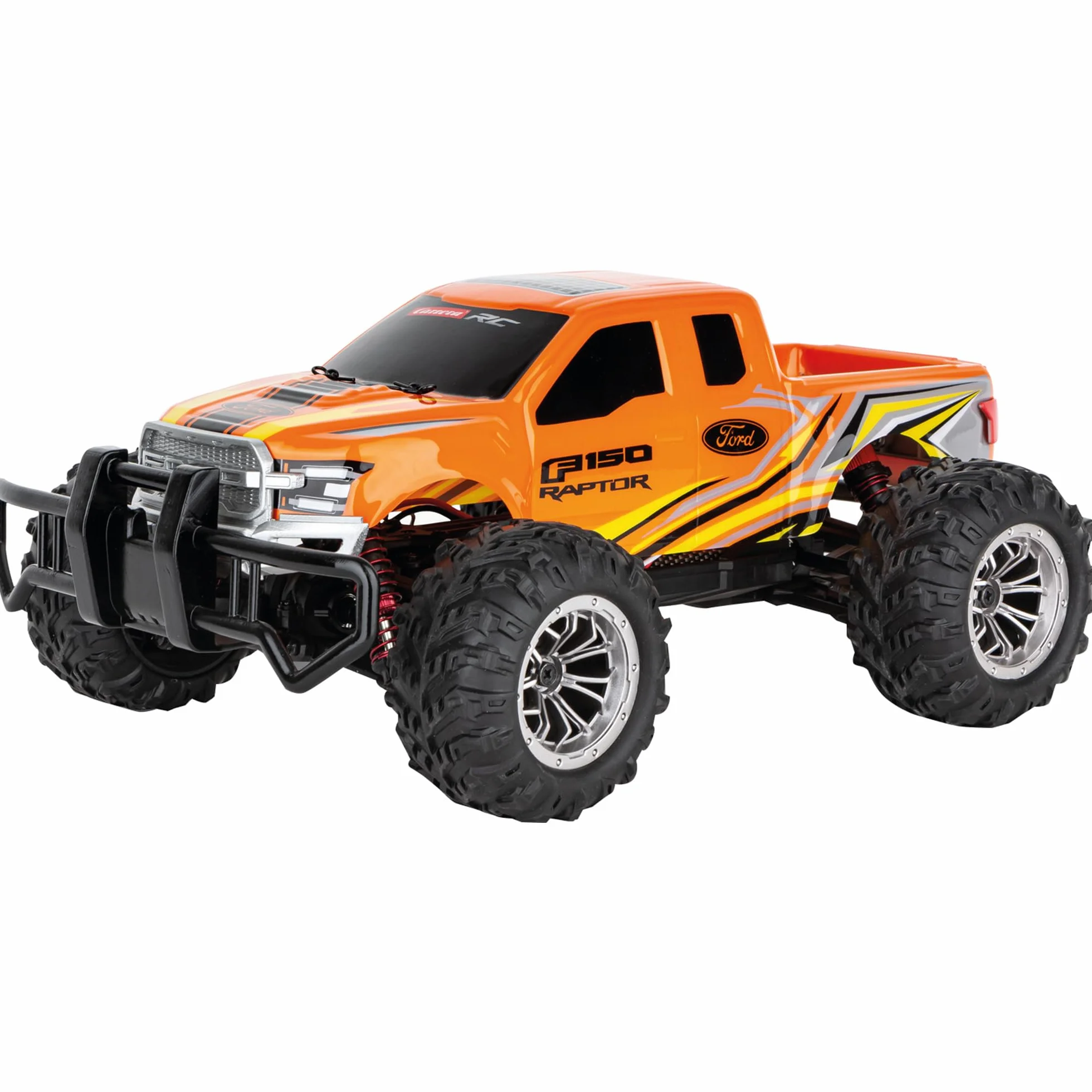 Carrera 370162126 Ford F-150 Raptor mocny pojazd RC 24 GHz zabawa w terenie dzięki napędowi na wszystkie koła, amortyzatorom olejowym i oponom pneumatycznym, wyścigi z dużą prędkością do 30 km/h