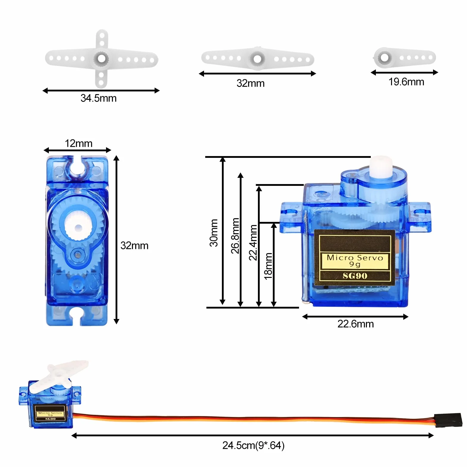 Queta 10 Psc SG90 Micro Servo Motor 9G do RC Airplane Robot Helicopter Airplane Remote Control