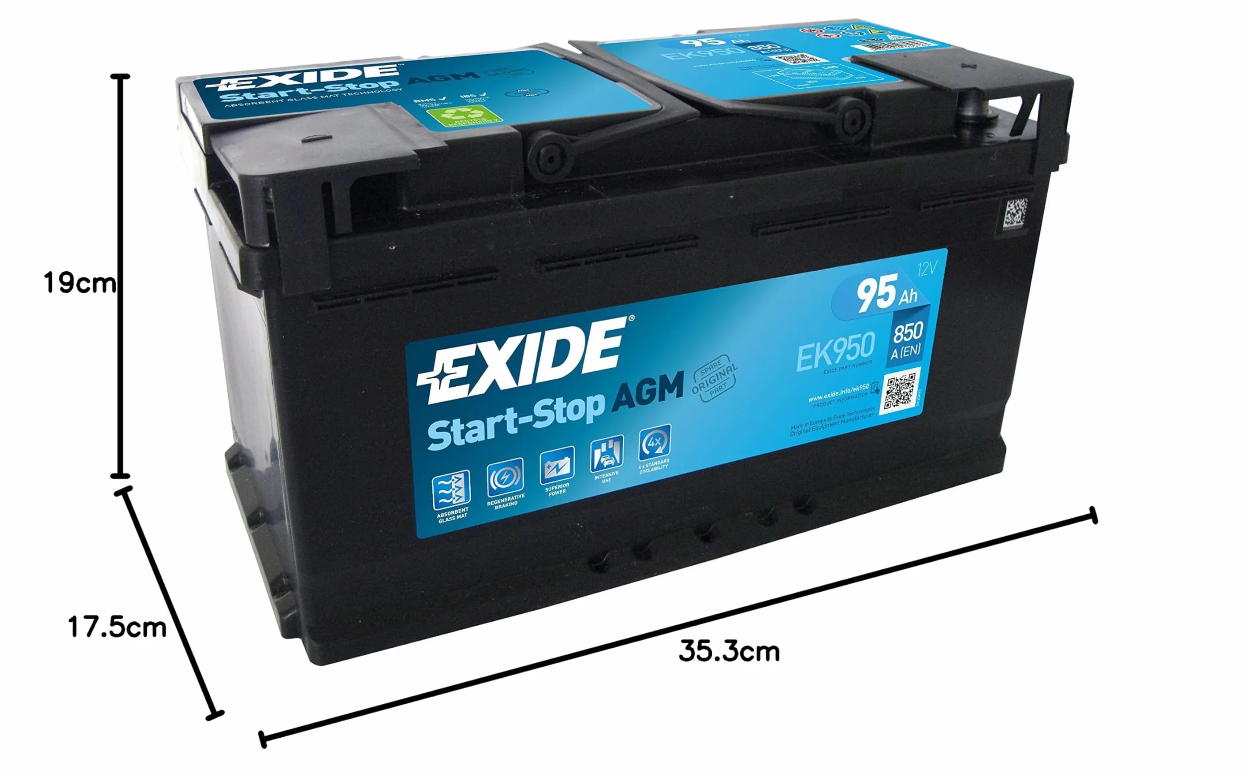 Akumulator EXIDE 12V 95Ah 850A STOP & START AGM L5 Samochodowy Kompatybilny z VW Passat Variant 3G5, CB5 Transporter V Bus 7HB, 7HJ, 7EB, 7EJ, 7EF, 7EG, 7HF, 7EC Transporter V Van 7HA, 7HH, 7EA, 7EH