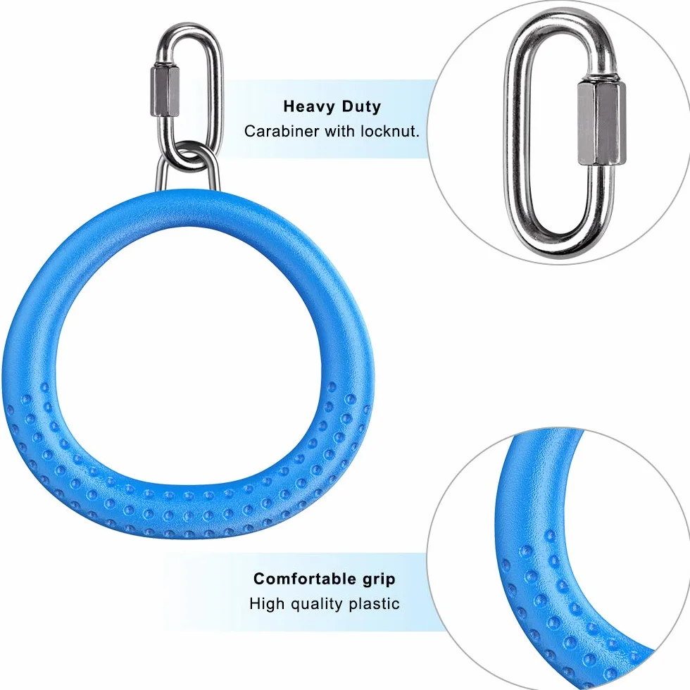 Dolibest SELEWARE 2 Pack Ninja Gymnastics Rings, Monkey Ring, Outdoor Backyard Ninja Accessory Set, Swing Bar Rings, Obstacle Track for Training Equipment for Children, 1000 lb Capacity