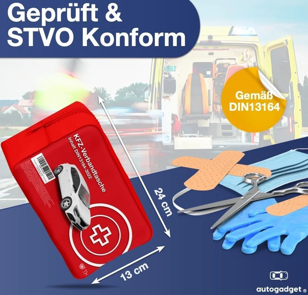 Samochodowa apteczka pierwszej pomocy TK Gruppe Timo Klingler DIN 13146 2026 2 maski medyczne