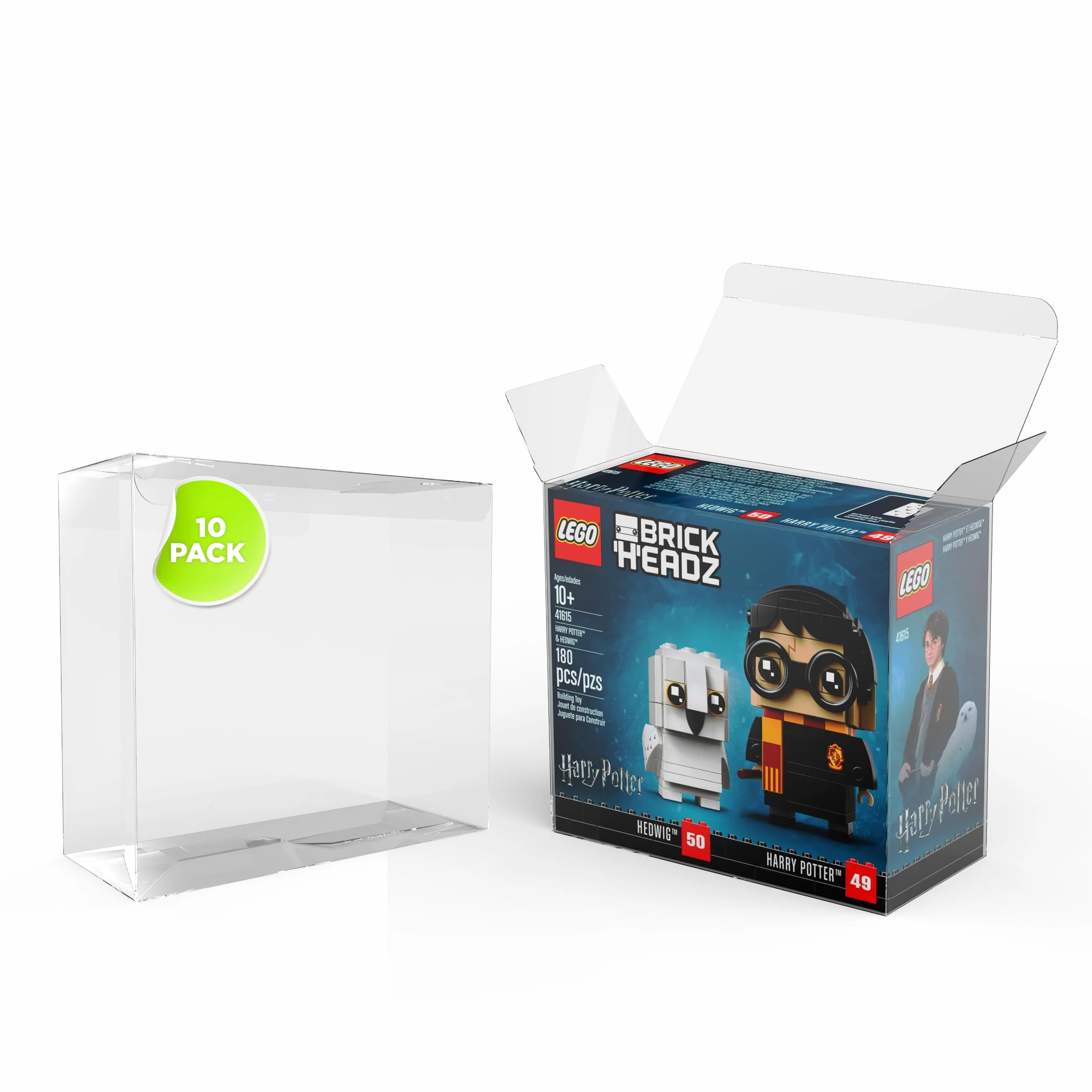 Folie Ochronne Kompatybilne z Lego Brickheadz, PET do Lego BrickHeadz dla Kolekcjonerów, Witryna o Grubości 0,5 mm, Pudełko do Przechowywania (10 Sztuk, 15,8 x 7,4 x 14,4 cm)