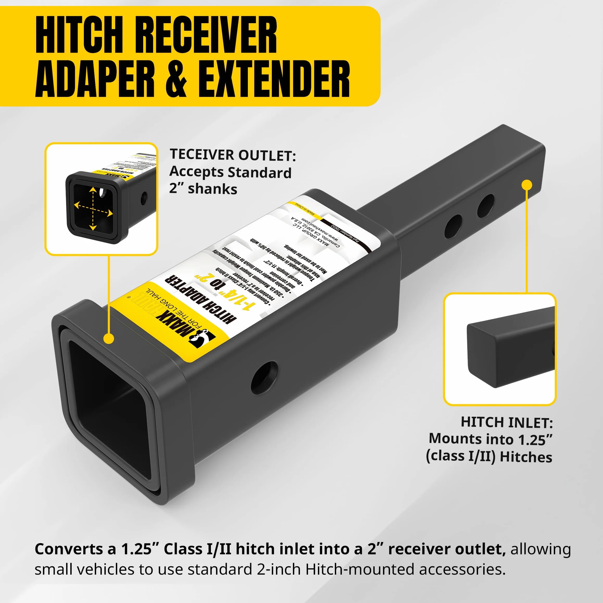 MaxxHaul 70032 Adapter zaczepu 1-1/10.2 cm do 5.1 cm
