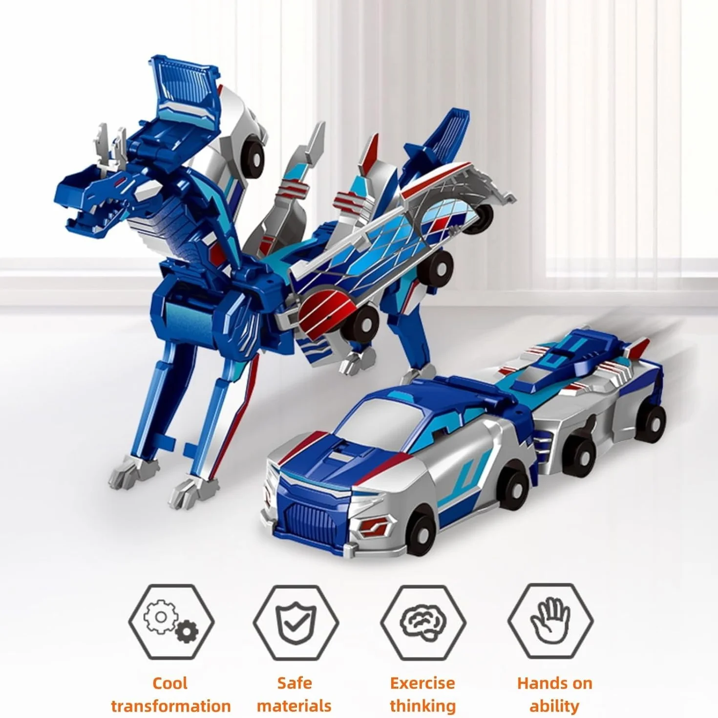 Felly Dragon Transforming Robot samochodowy zabawki dla dzieci, automatyczne odkształcanie połączeń magnetycznych, zabawki samochodowe dla chłopców i dziewcząt w wieku 2, 3, 4, 5, 6, 7, 8 lat, dla