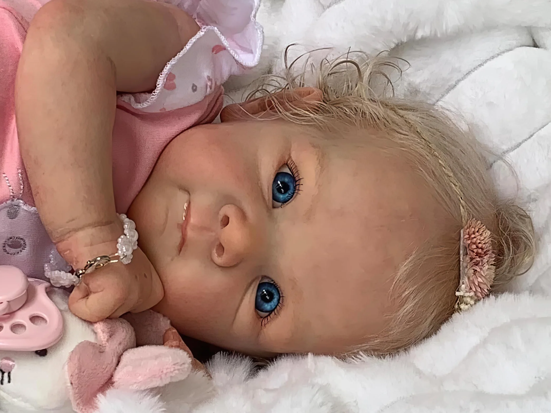 MineeQu 18 cali Zakorzenione Blond Kręcone Włosy Reborn lalka bobas z Obciążony korpus z tkaniny Prawdziwe życie Noworodkowe lalki dziewczynki wyglądać Realistyczny,Na zawsze Twoje słodkie serce