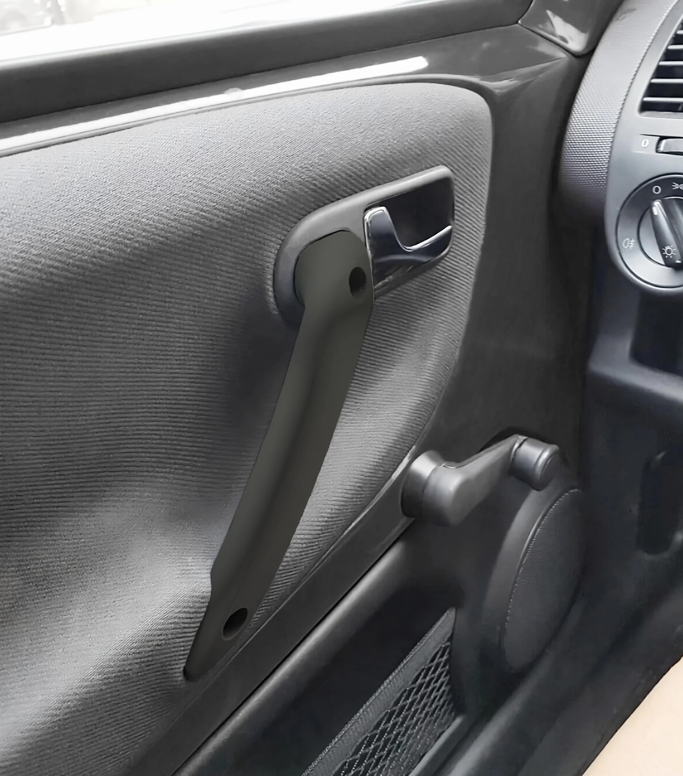 Zestaw wzmocnionych klamek wewnętrznych do VW Wilk i Seat Arosa z uchwytem kierowcy, pasażera i kaptura