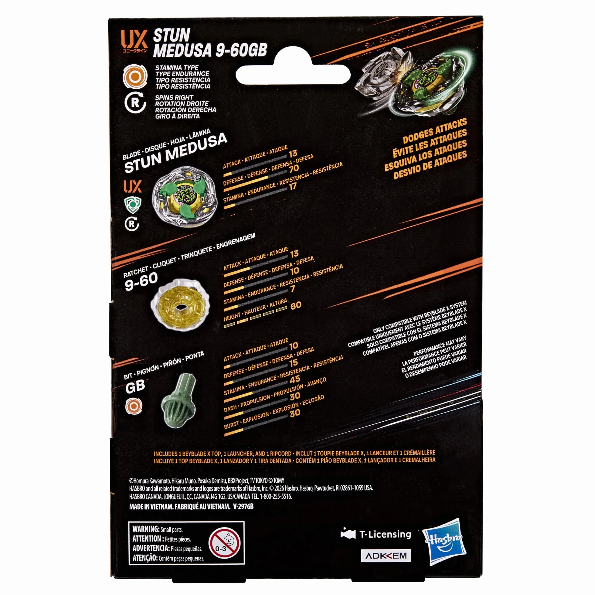 Pakiet startowy Beyblade X Stun Medusa 9-60GB UX, bączek i wyrzutnia