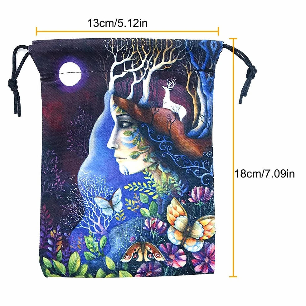 Namvo Torba do przechowywania tarota runy celtyckie karty tarota torba ze sznurkiem 13 x 18 cm, grube aksamitne torby na prezenty symbol haft biżuteria kryształowe woreczki ochronna gra karciana