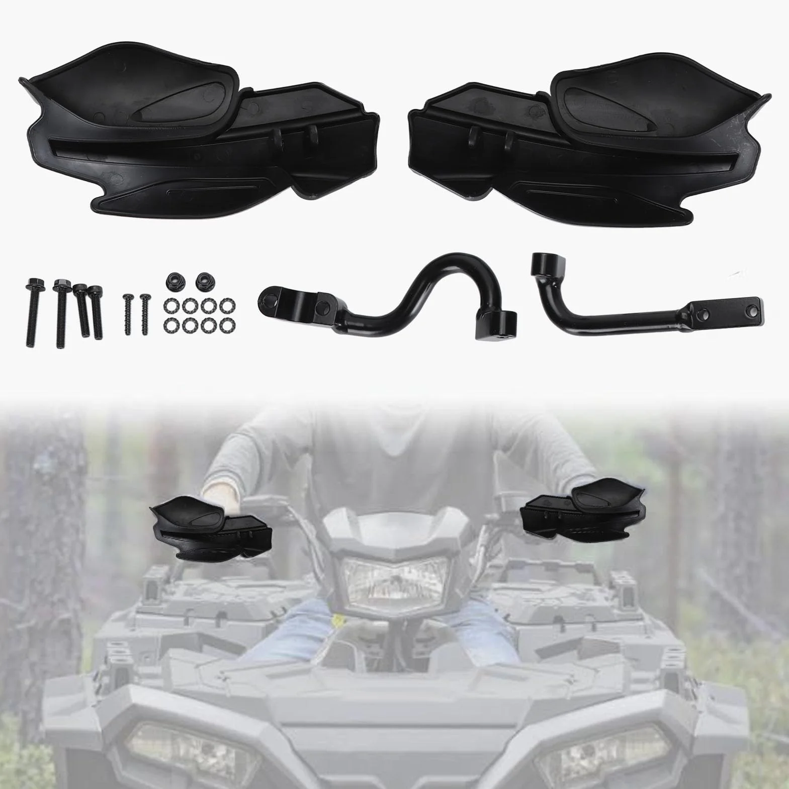 1 para Osłon Dłoni ze Wspornikiem, Ulepszona Funkcja Ochrony Dłoni, Zamiennik Osłony Dłoni ATV dla Polaris Sportsman Scrambler 400, 450, 570 itp., OEM 2876846 2879380 2889341