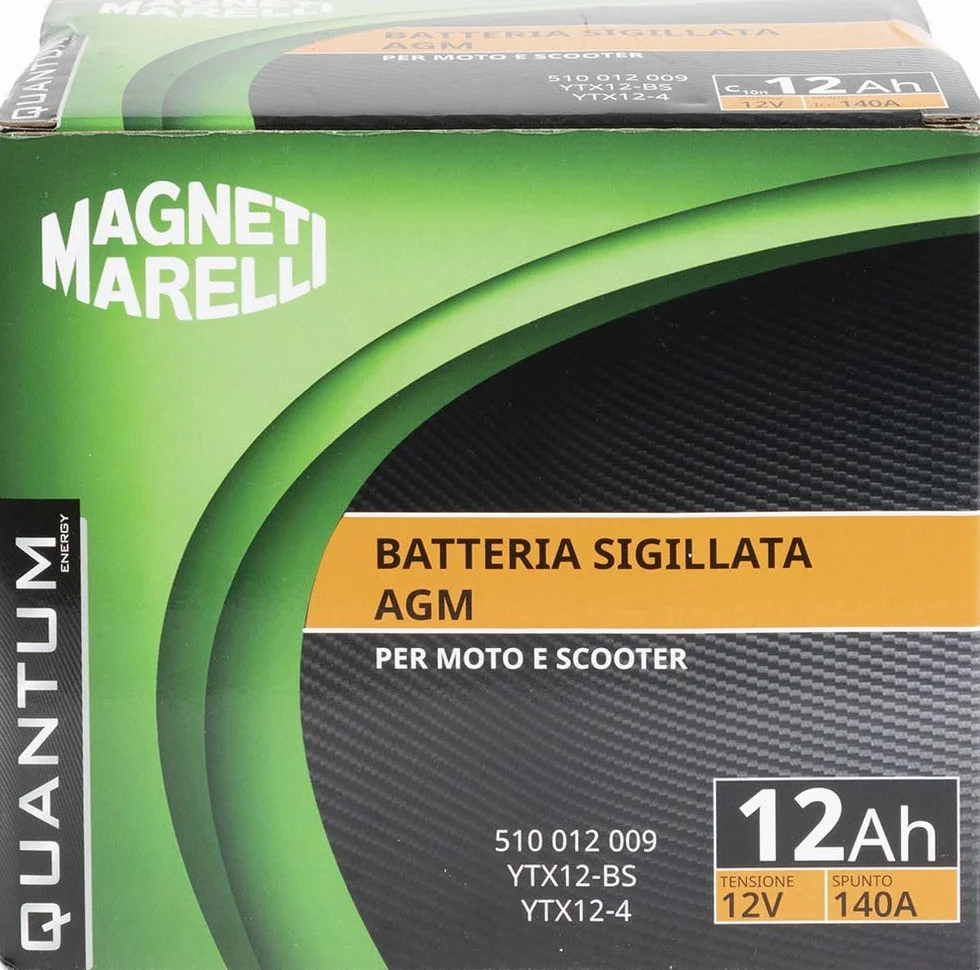 Quantum Energy Magneti Marelli akumulator motocyklowy i skuterowy 12AH 12V 140A uszczelniona technologia AGM lewy biegun dodatni