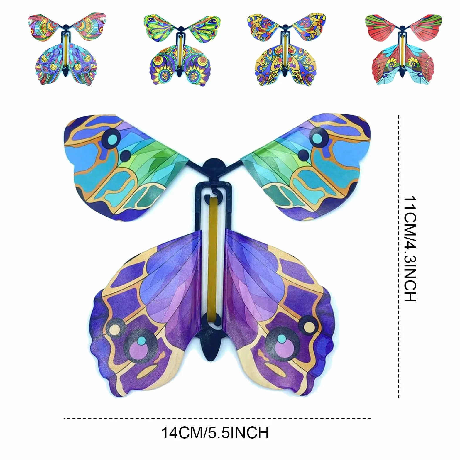 TSHAOUN 16 sztuk magicznych zabawek w kształcie motyla, Magic Flying Card Wind up Butterfly Toy, latający motyl kartka niespodzianka, prezent na urodziny, wesele (kolor losowy)