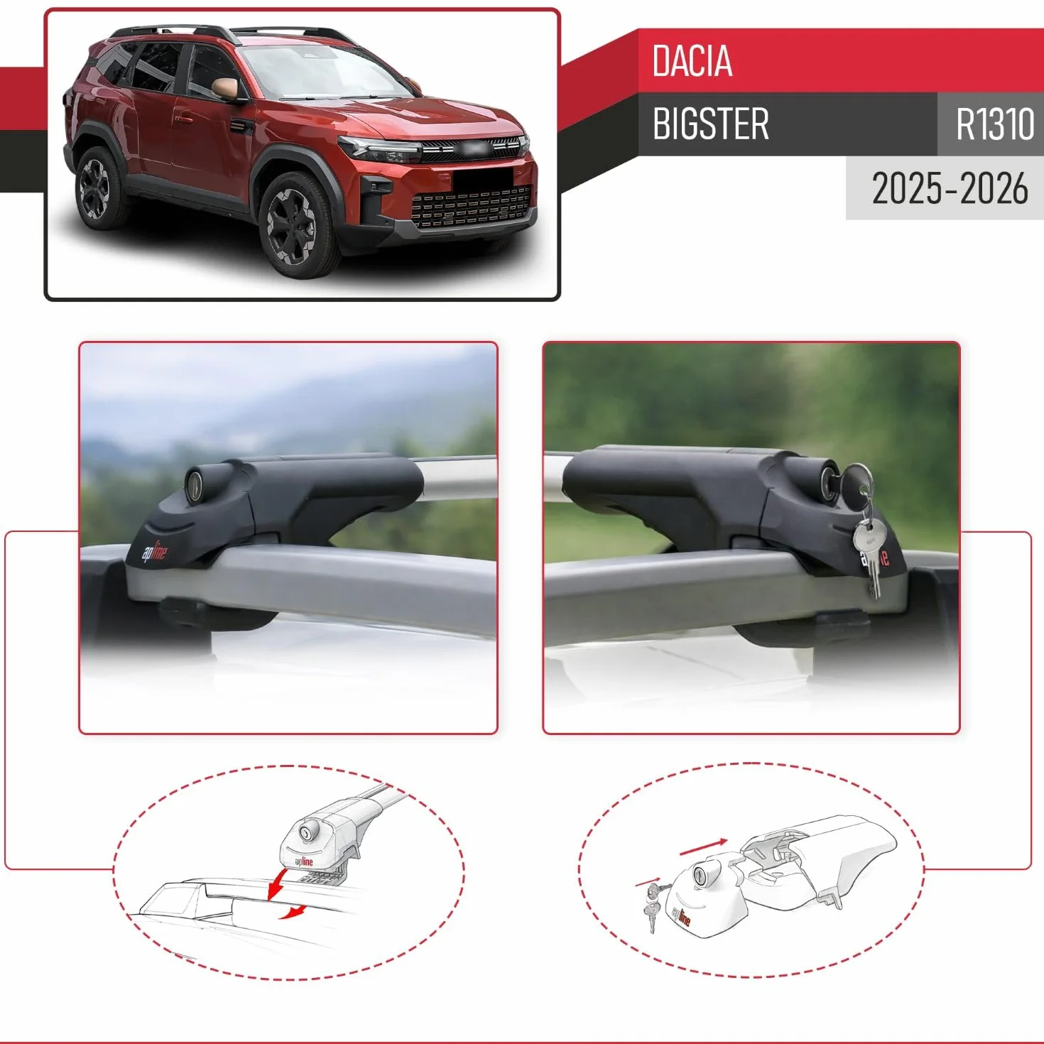 Aluminiowe poprzeczki dachowe ACE-1 do Dacia Bigster (R1310) 2025-2026 Szary 2 szt.
