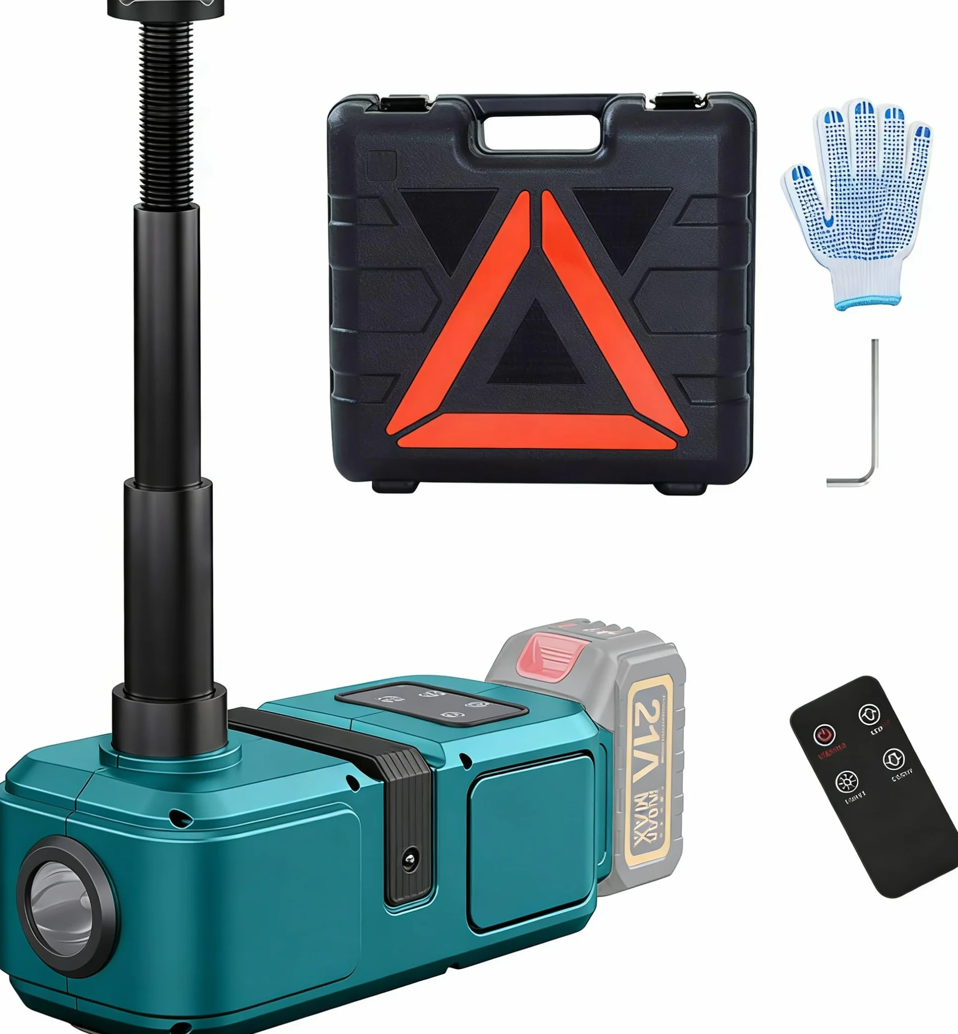 Makita Podnośnik hydrauliczny 5T 18V elektryczny podnośnik samochodowy z pompą i światłem LED 15,5-45 cm