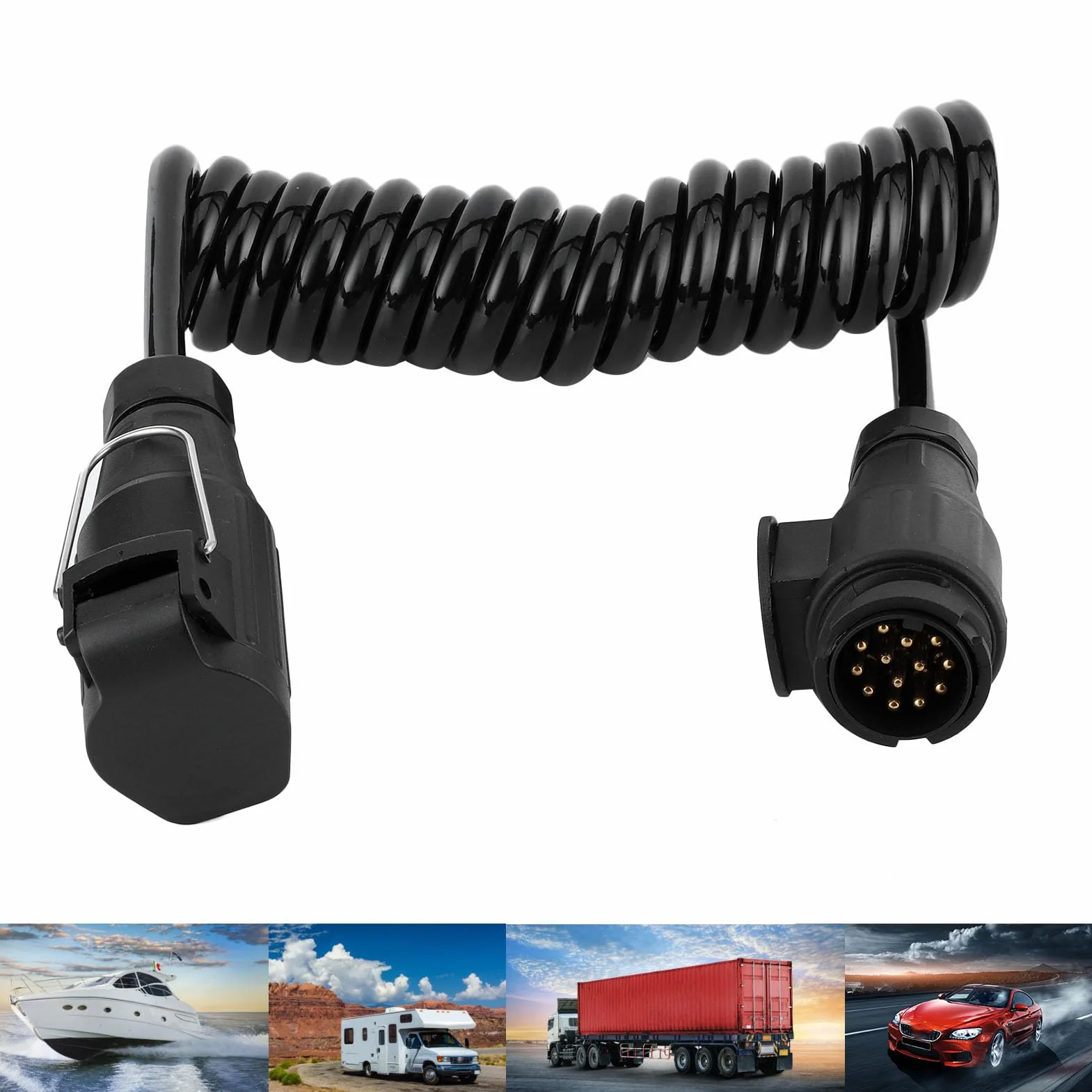 13-pinowy kabel adaptera do przyczepy, wtyczka przedłużająca do samochodów kempingowych, 13-biegunowy na 13-biegunowy krótki, 13-biegunowy przedłużacz