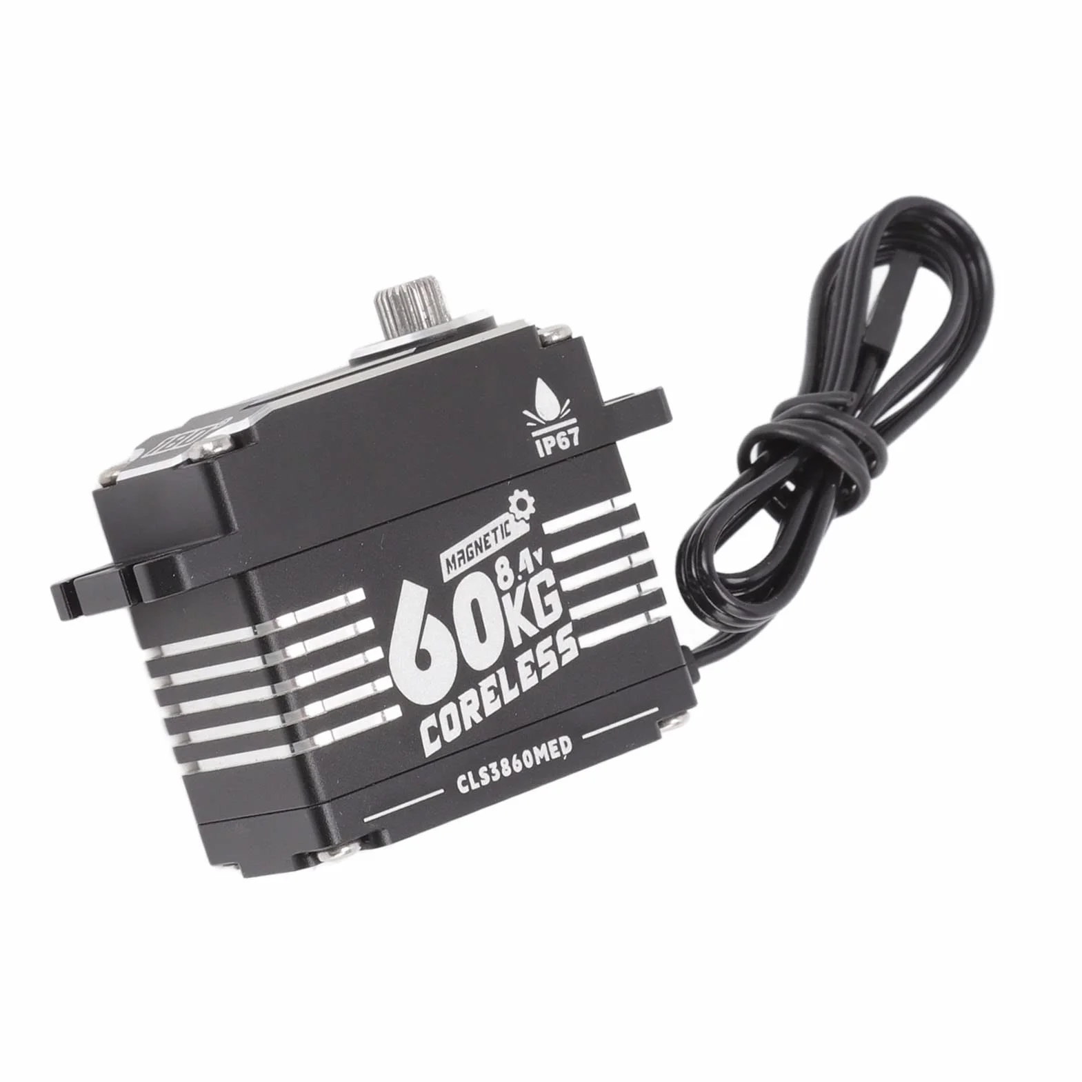 RC Gear Servo, Stop Aluminium Super Torque Programowalny IP67 Wodoodporna Przekładnia Kierownicza RC Czarny 60KG Silnik Bezrdzeniowy do Zdalnie Sterowanego Robota (360 stopni)