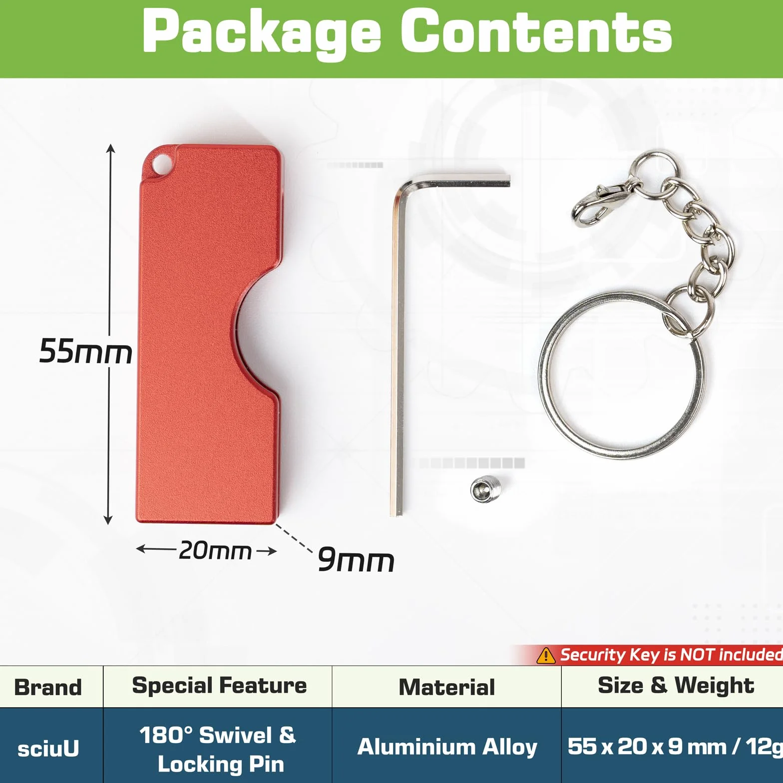 Metalowa składana obrotowa osłona kompatybilna z Yubico NFC/YubiKey 5 NFC / 5 NFC FIPS, USB-A, odporna na zarysowania obudowa ze stopu aluminium