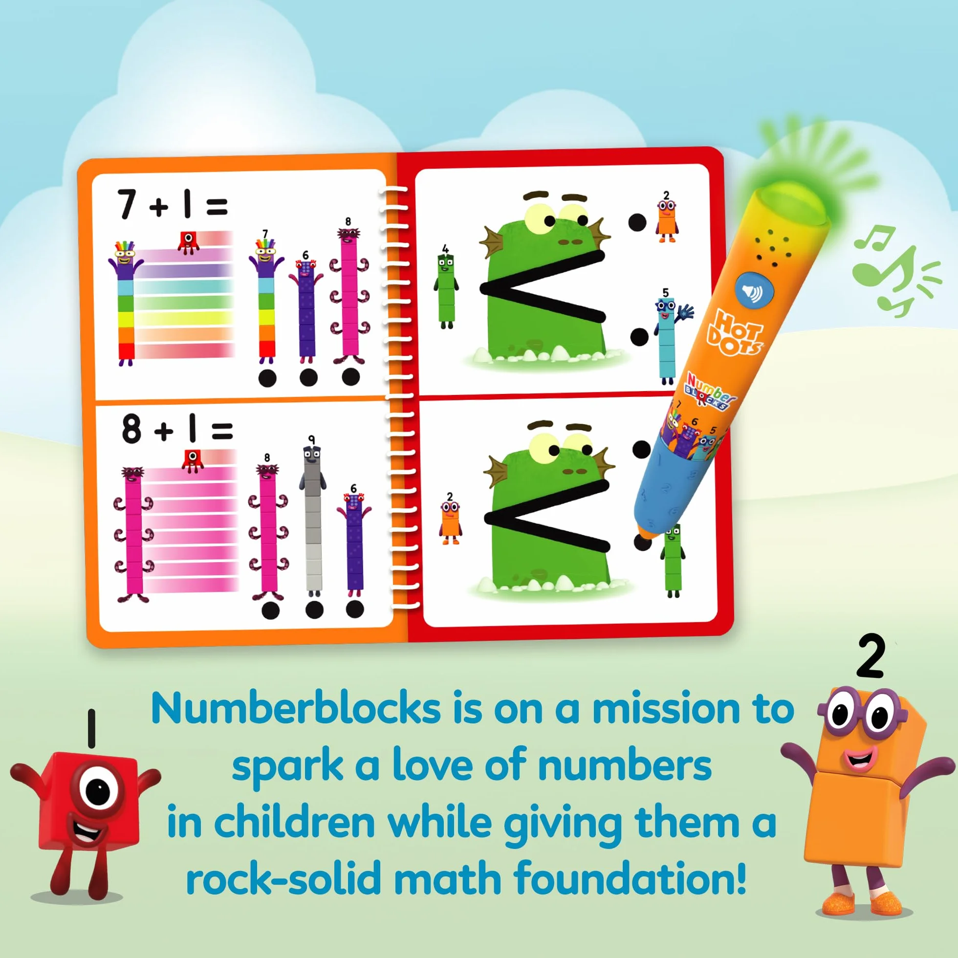 Learning Resources Książka z Zadaniami i Pisak Interaktywny Hot Dots Numberblocks 11–20, Ponad 60 zadań w zestawie, Numberblocks na prezent, Od 5 lat