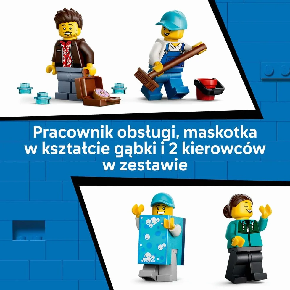 LEGO City Automatyczna myjnia samochodowa, zabawka konstrukcyjna dla dziecka, zestaw z 2 samochodami, pomysł na prezent dla chłopca lub dziewczynki od 6 lat 60497