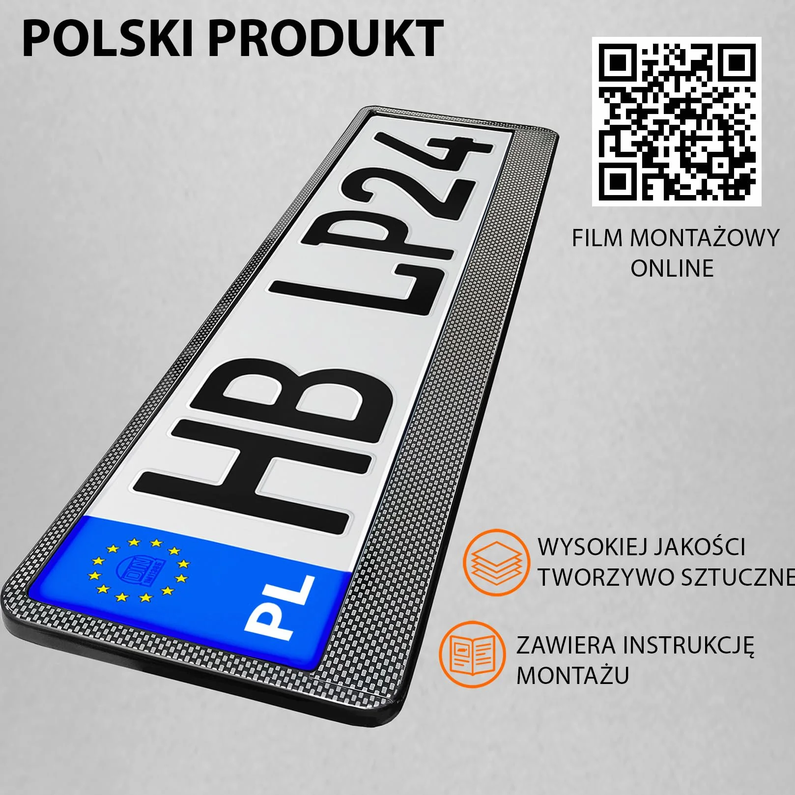 Uchwyt tablicy rejestracyjnej carbon look 520x110 mm Ramka do tablic rejestracyjnych dla polskich tablic PL