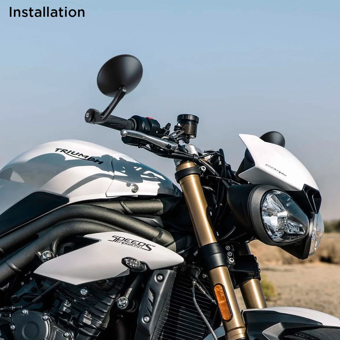 Evermotor E9 Homologowane lusterka motocyklowe, aluminiowe lusterka wsteczne 360°, kompatybilne z quad Scooter ATV Moped