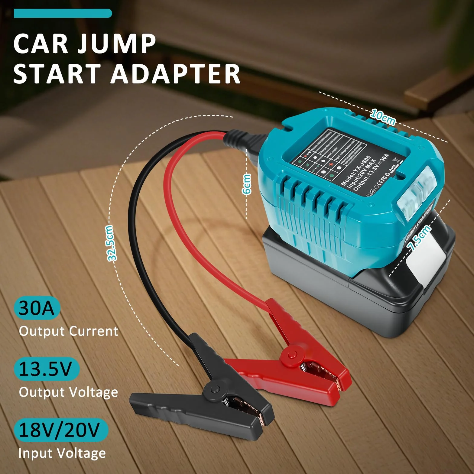 Urządzenie wspomagające rozruch Powerbank Adapter do akumulatora Makita 18 V, 13,5 V starter samochodowy z funkcją zwiększania mocy akumulatora z diodami LED, kabel 11 AWG Adapter do zwiększania mocy