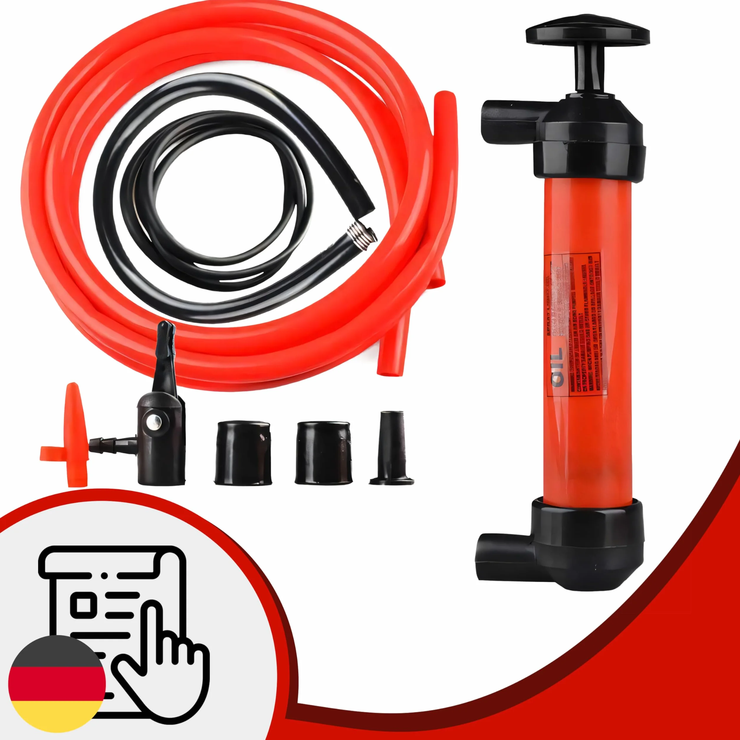 Retoo Ręczna pompa wodna, 5L/min, pompa benzynowa, pompa paliwa, ręczna pompa syfonowa z 118/100/40cm PVC wężem, uniwersalna pompa ssąca do samochodu, łodzi, motocykla, pojazdu, oleju napędowego