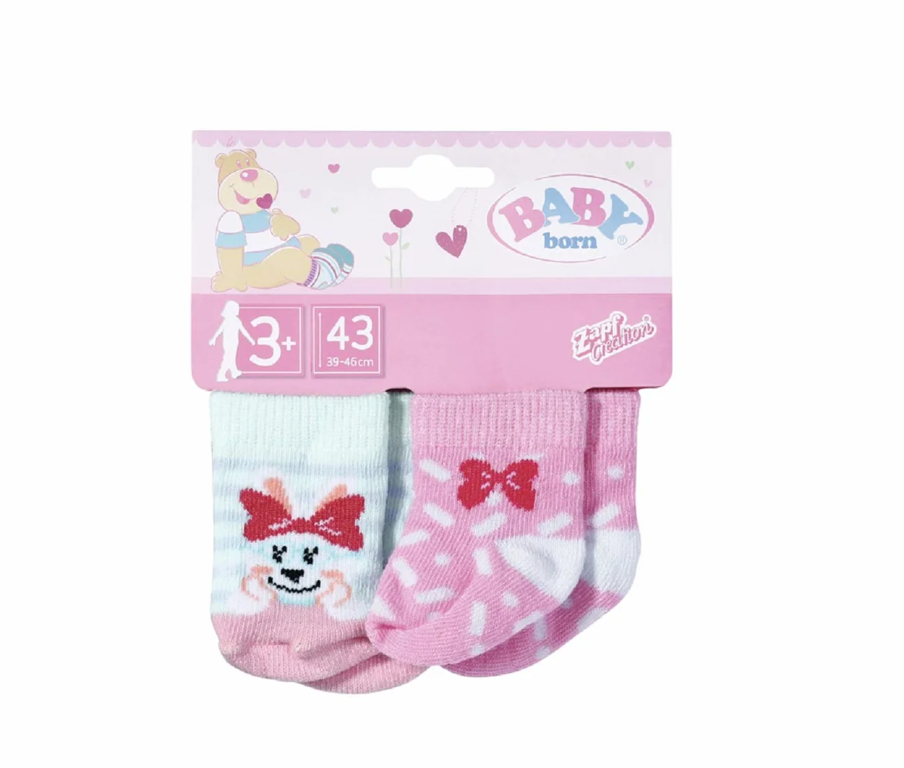 BABY born Assorted Socks 43cm Set of 2 - For Toddlers 3 Years and Up - Easy for Small Hands - Includes Socks in Two Styles