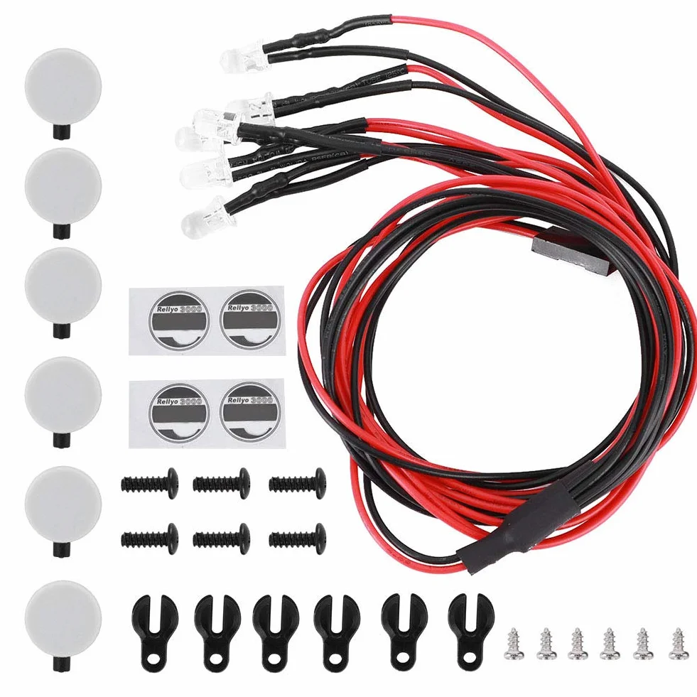 Światła dachowe RC, długowieczne zdalne sterowanie LED Crawler Oświetlenie bagażnika samochodowego RC Okrągły abażur Akcesoria Pasuje do Traxxas Trx4 / SCX10 II 90046 90047 1/10 RC Car (6LED)