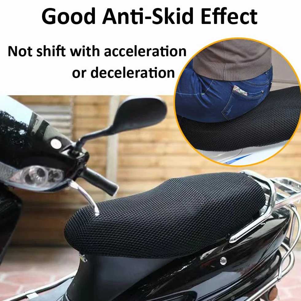 Pokrowiec na siedzenie motocyklowe uniwersalny antypoślizgowy wodoodporny oddychający ochrona siatki 3D czarny L