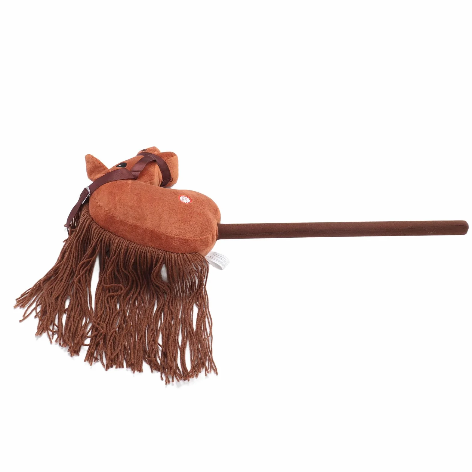 Wysokość 70 Cm Pluszowy Koń-zabawka Na Patyku Śliczny Wyraz 2 Efekt Dźwiękowy Na Zewnątrz Nadziewany Kij Konik Kij Koń z Drewnianymi Kołami Hobby Futro Konia (Głęboki brąz)