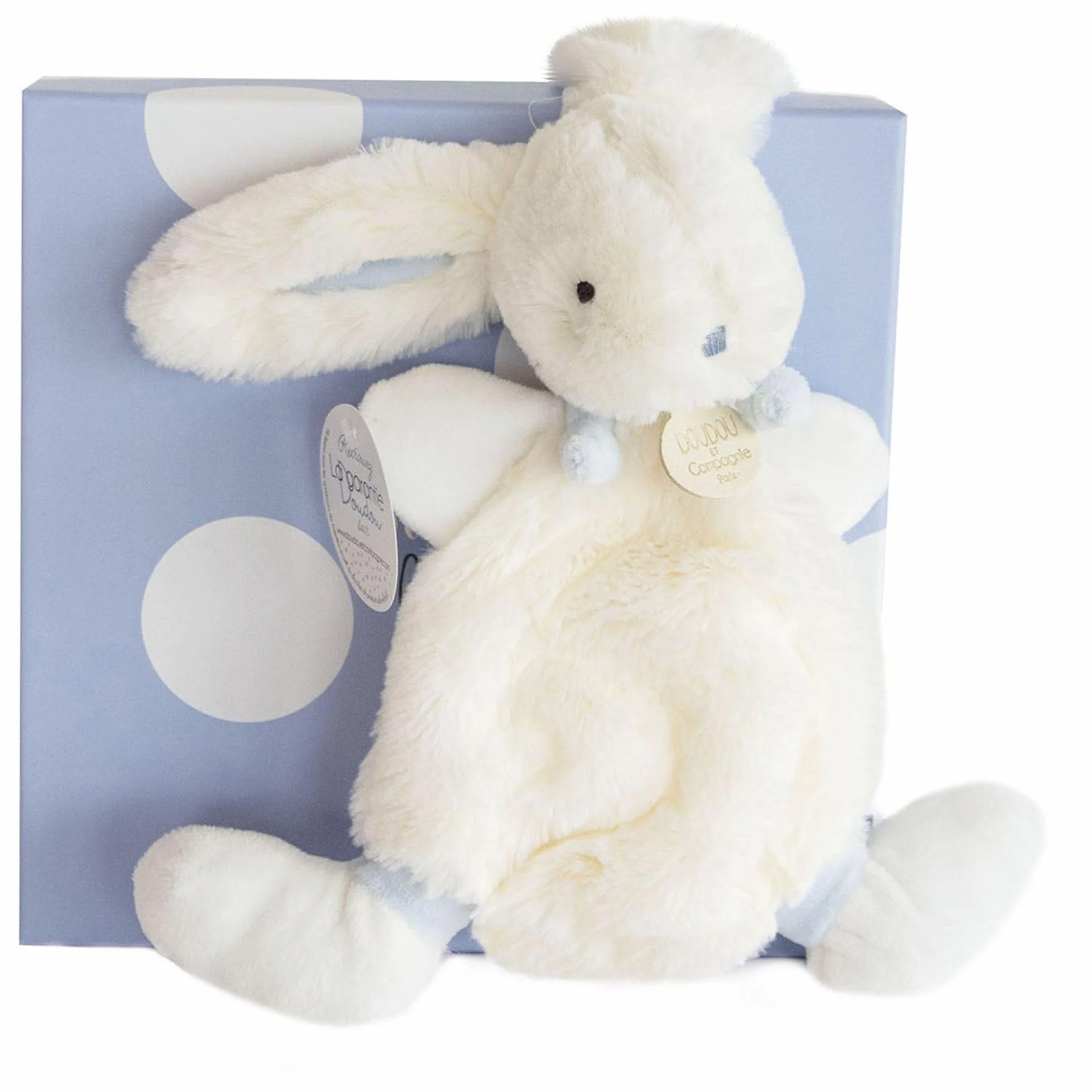 Doudou Et Compagnie - Słodki Królik - Pudełko prezentowe - Niebieski - 26 cm - Słodki - Pomysł na prezent dla dziewczynki i chłopca z okazji narodzin - DC2121