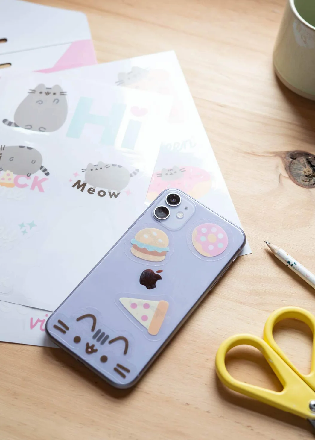 Grupo Erik Gadget Decals/kalkomania Pusheen Foodie Collection – wodoodporne naklejki wielokrotnego użytku, 9 x 5