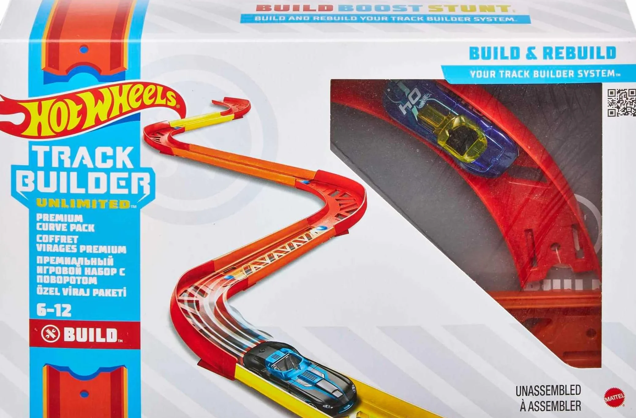 Hot Wheels Track Builder Zakręty Zestaw do rozbudowy, dla dzieci od 4 roku życia, GLC88