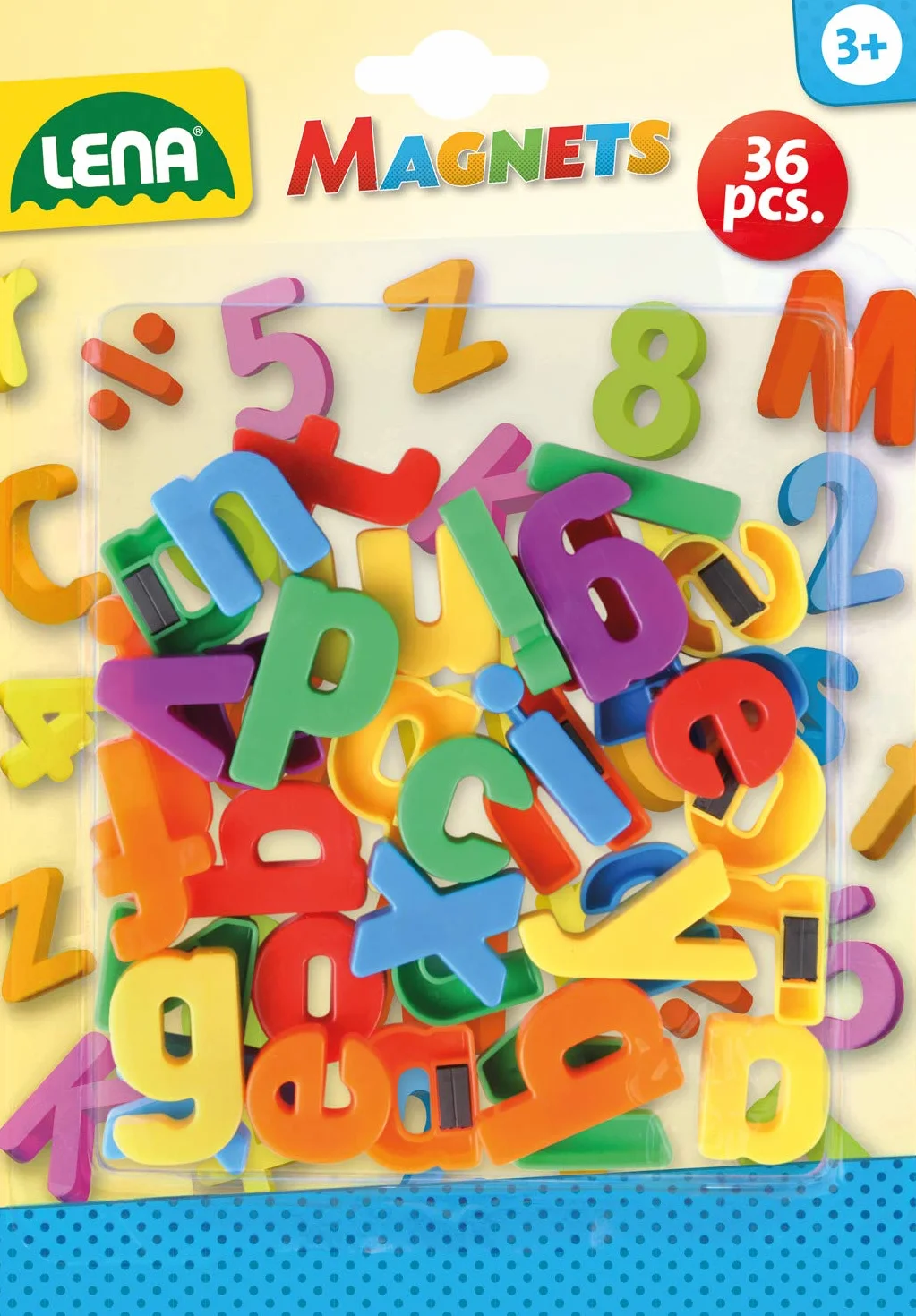 Lena 65746 magnesy małe litery, ok. 3 cm, 36 sztuk, wielokolorowe, jeden rozmiar