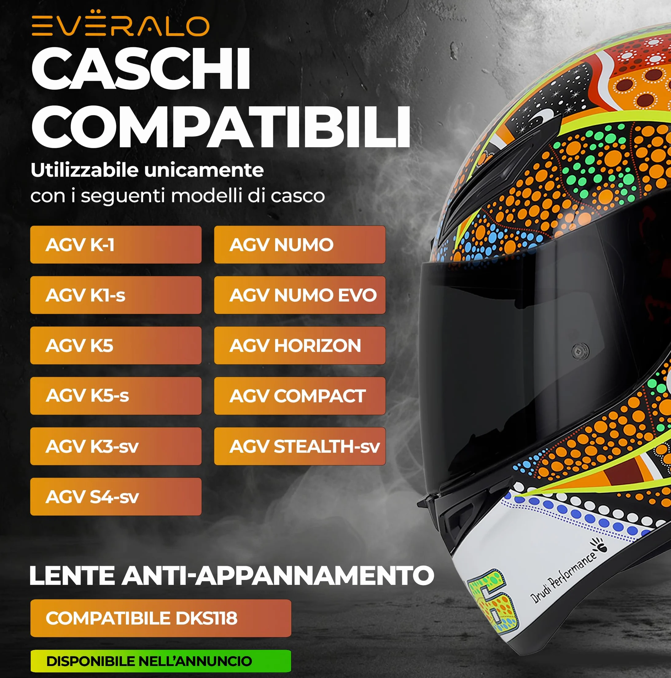 Visiera Casco Compatibile con Agv K1 - K3sv - K5 - K5s - K1s - S4sv - Horizon - Skyline - Strada - Stealth sv - Compact - Pinlock Ready (Fume 80%)