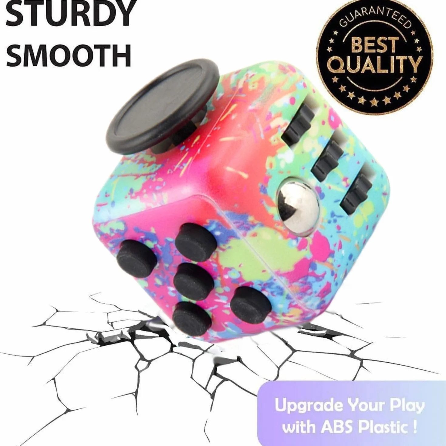 Fidget Toy Cube, antystresowa kostka, antystresowa kostka, kontroler do redukcji stresu w przypadku ADD, ADHD, autyzmu, nastolatków, dzieci, dorosłych (kolor kolorowy)