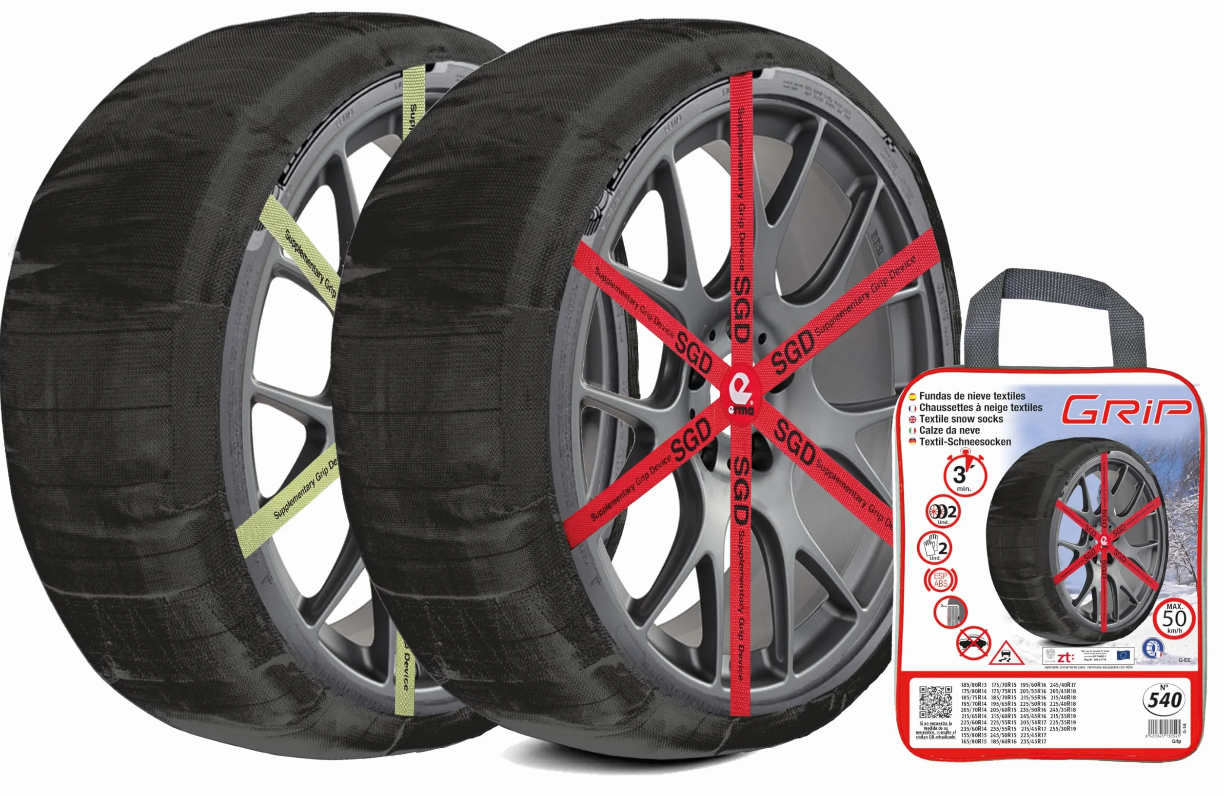 RD9 Grip tekstylne łańcuchy śniegowe rozmiar nr 540