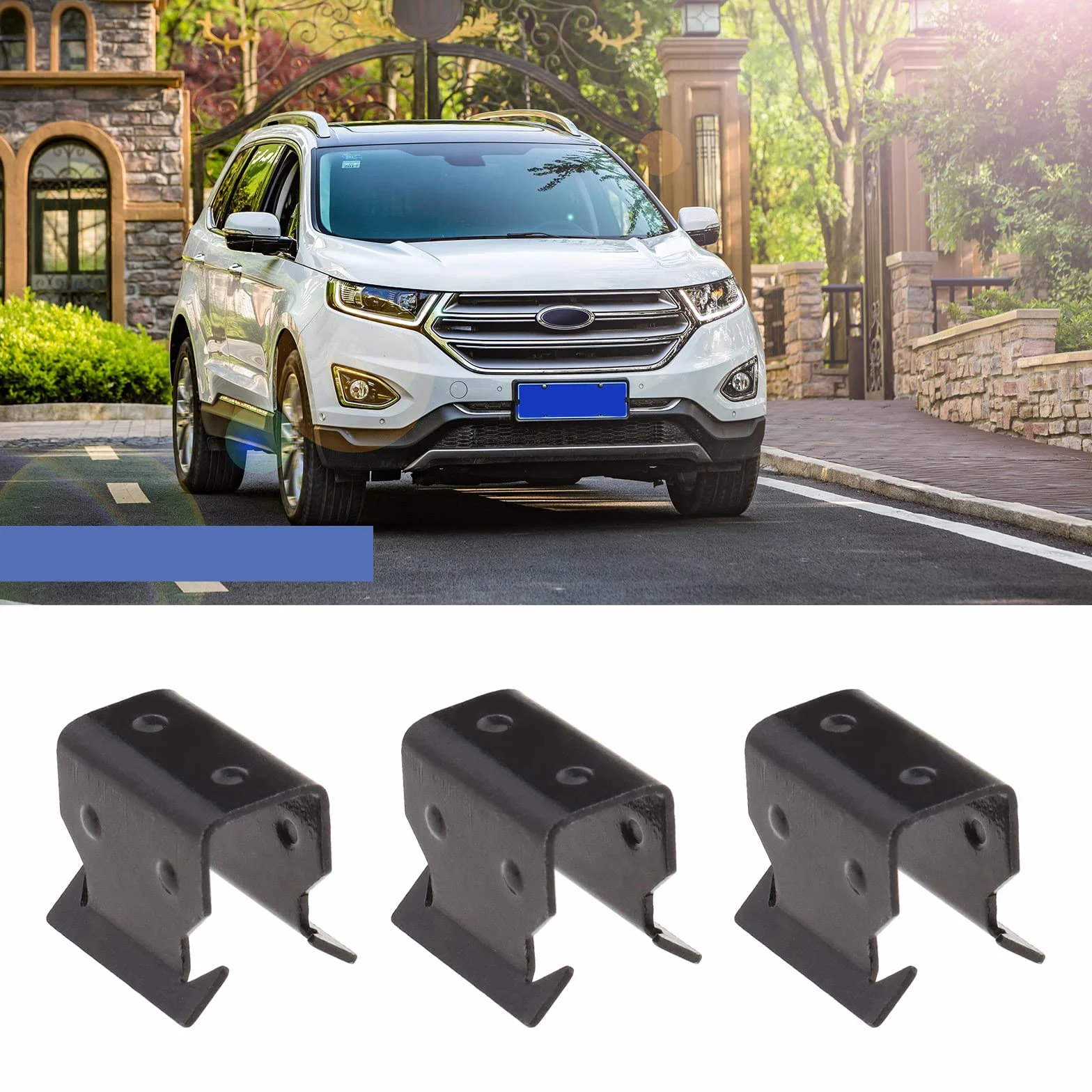 6 sztuk klipsów do paneli osłony komory silnika kompatybilne z Ford Focus MK2 1329640 z przodu poniżej przedniej szyby, kolor metalowy czarny, części wnętrza pojazdu, części zamienne