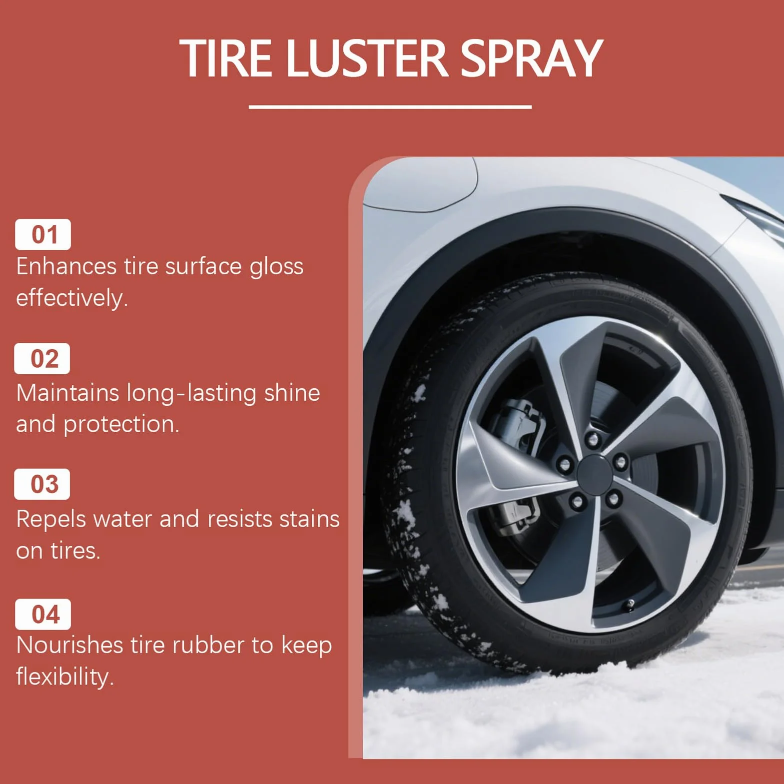 Tire Shine Spray - 120ml Rim Restorer Agent, High Gloss Wheel Cleaner | Deep Black Finish Effect, Long-Lasting Protective Coating Function, Car Care Accessory, Ideal for Vehicle, Garage, 7.3x17cm