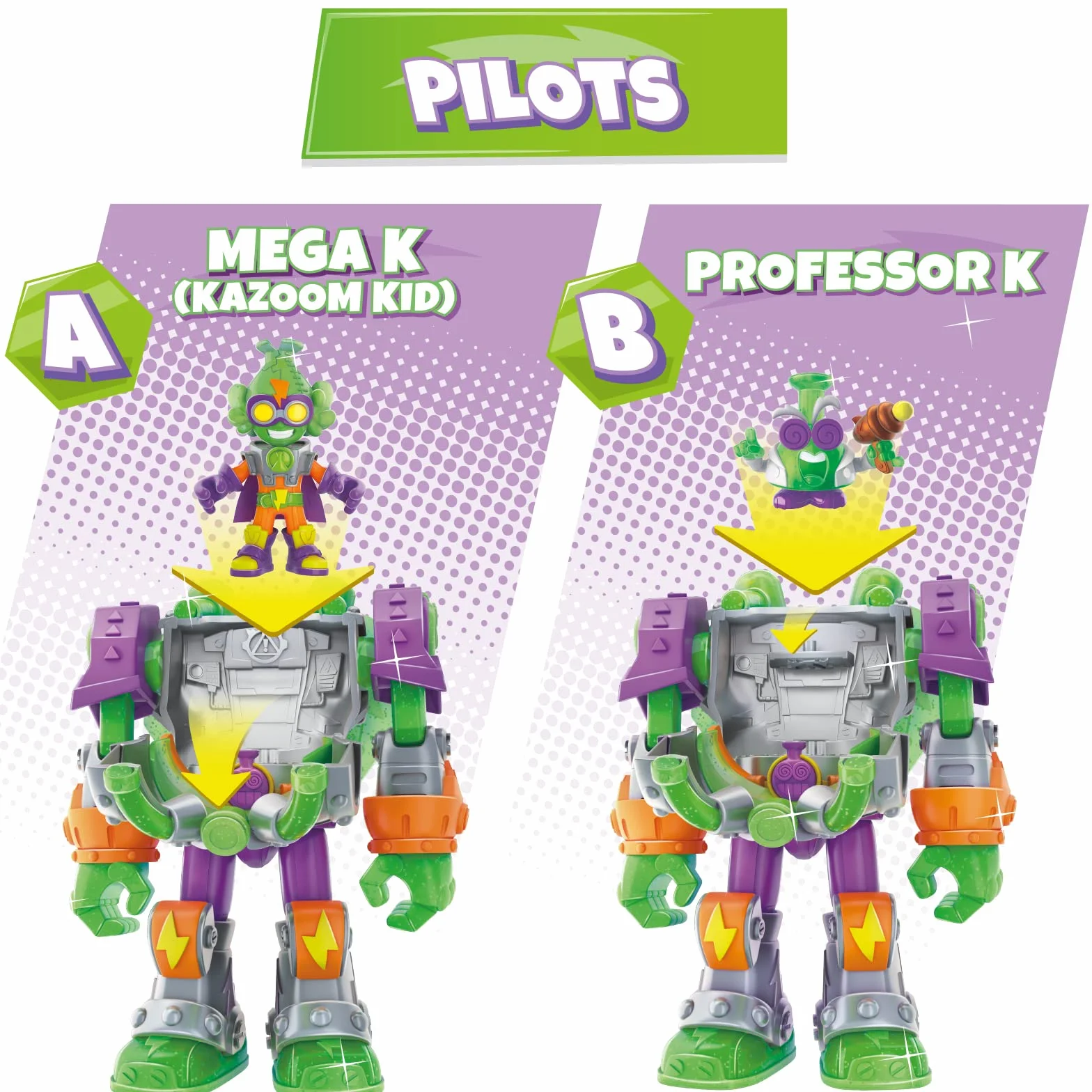 SUPERTHINGS Superbot Mega-K – Przegubowy robot z akcesoriami do walki, 1 ekskluzywny Kazoom Kid i 1 ekskluzywny SuperThing.